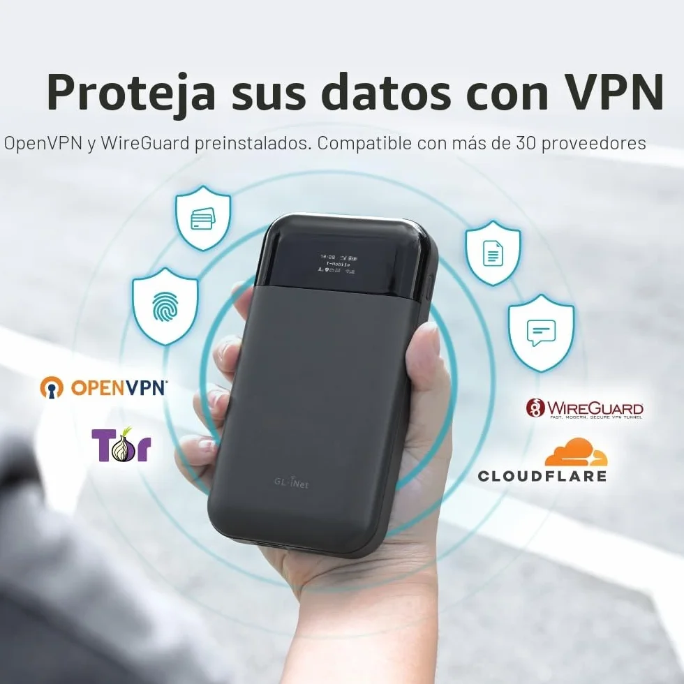 GL.iNet GL-E750V2 (MUDI) Punto de Acceso Wi-Fi portátil 4G LTE para Viajes | Dispositivo de Punto de Acceso Móvil, OpenWrt, OpenVPN, WireGuard, Tor, 7000mAh, Versión Global