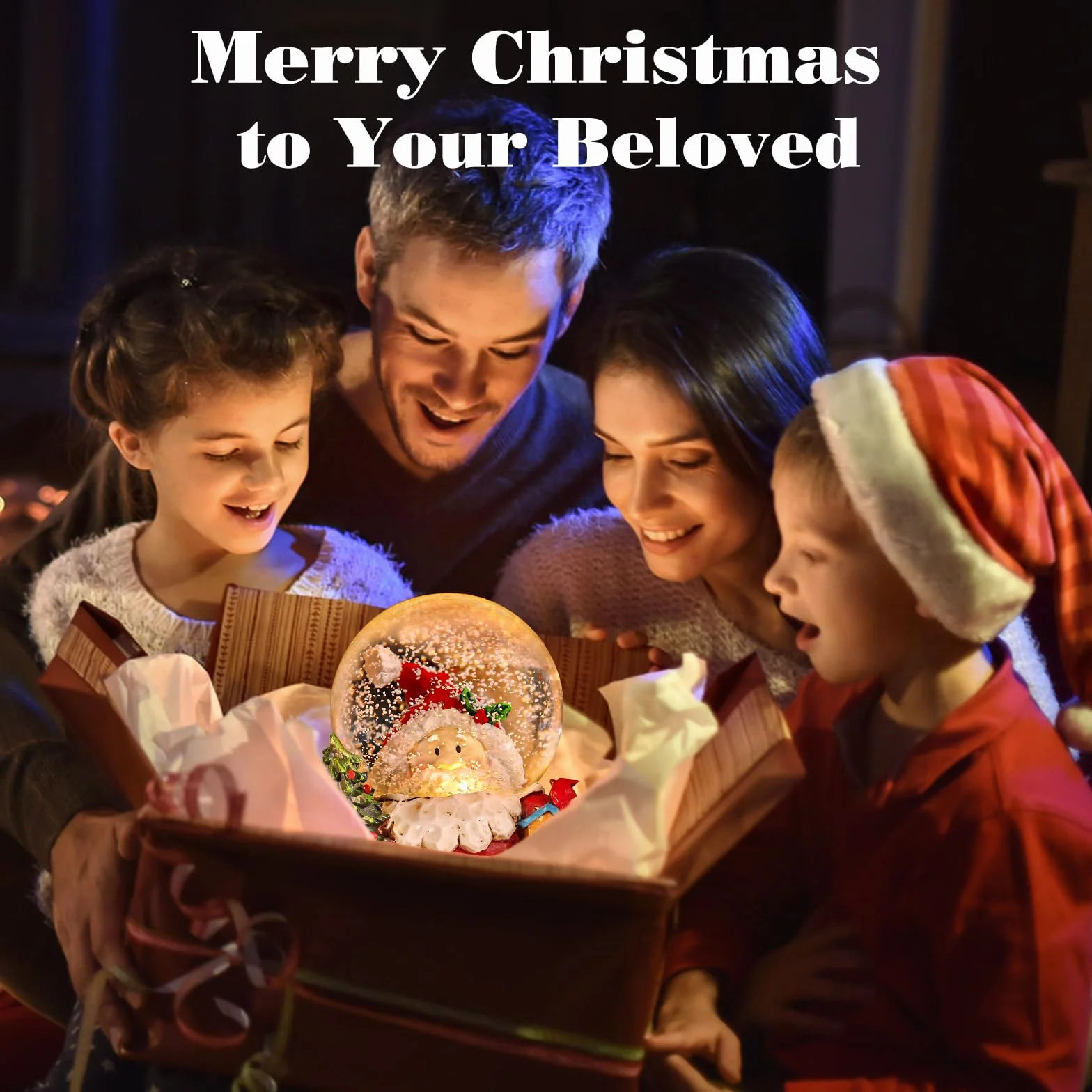 Lewondr Globo de Nieve Navideño, Alimentación por Pilas, Decoración Navidad con Papá Noel