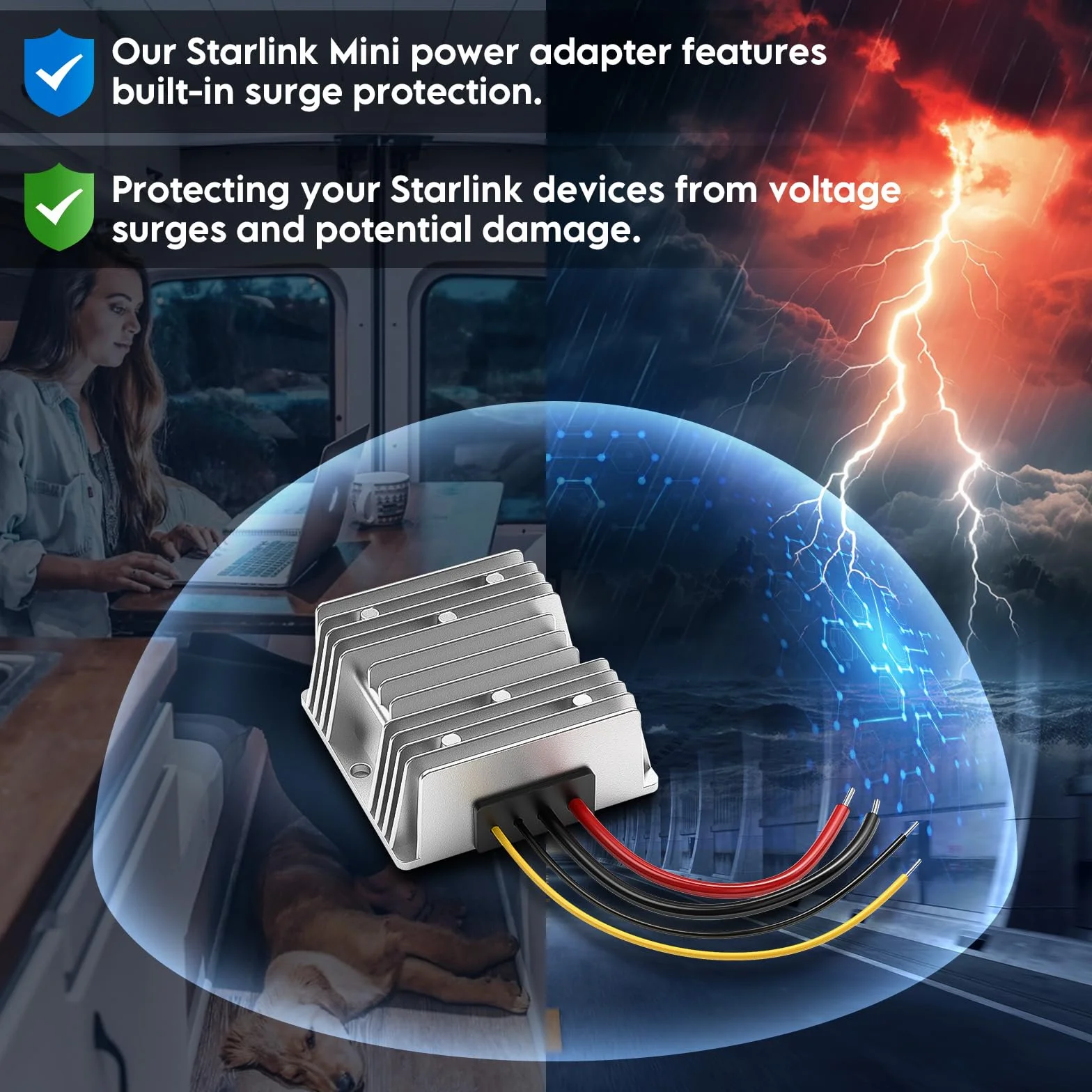 XLTTYWL Starlink Mini Adaptador 12V 144W 12V a 48V 3A DC Cable 5x2.1mm para Mini Star Link Dishy
