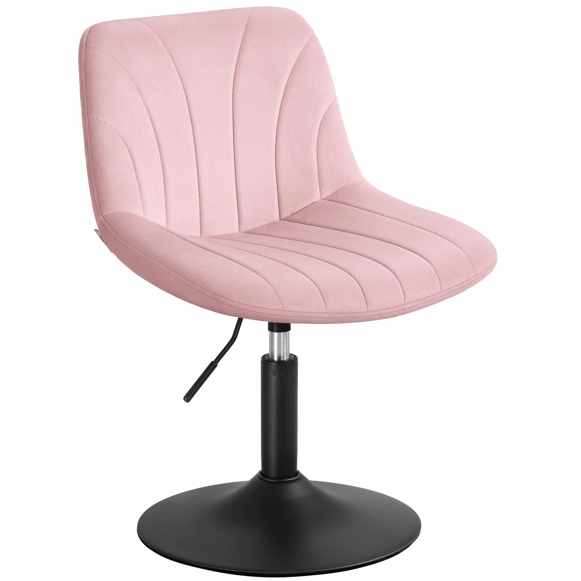VASAGLE Taburete Tocador con Respaldo Altura Regulable Giro 360° Terciopelo Rosa Jalea