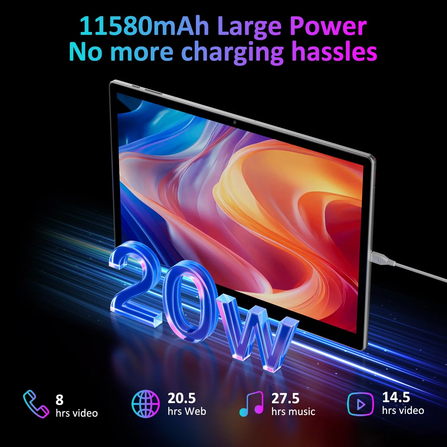 Tablet 14 Pulgadas Android 15 Tableta 5G WiFi,11580mAh y 20W,36GB RAM+256GB ROM/2000 * 1200 incell FHD/Face ID/GPS/BT 5.0/TÜV/USB-C,Tablet con Lapiz,Gris
