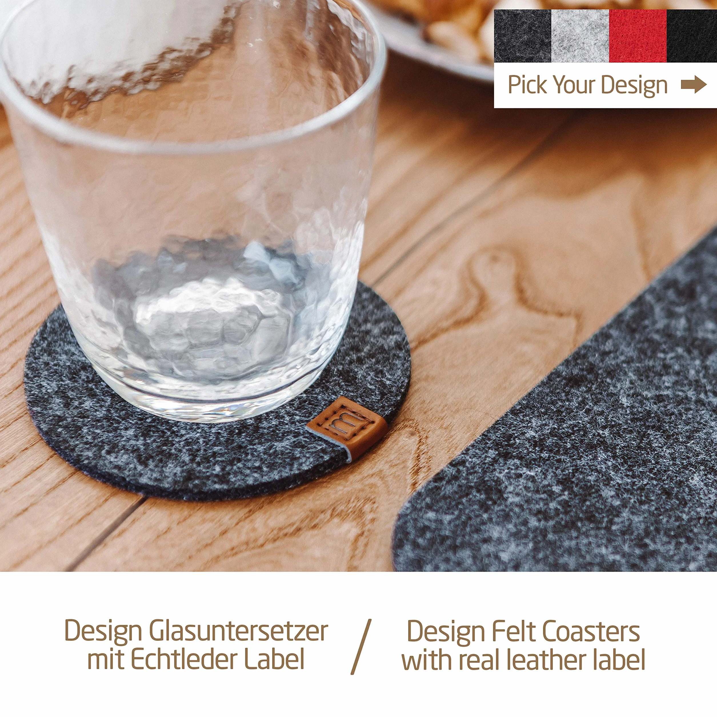 Posavasos de Fieltro Estilo Escandinavo con Cuero Set de 10 Lavables