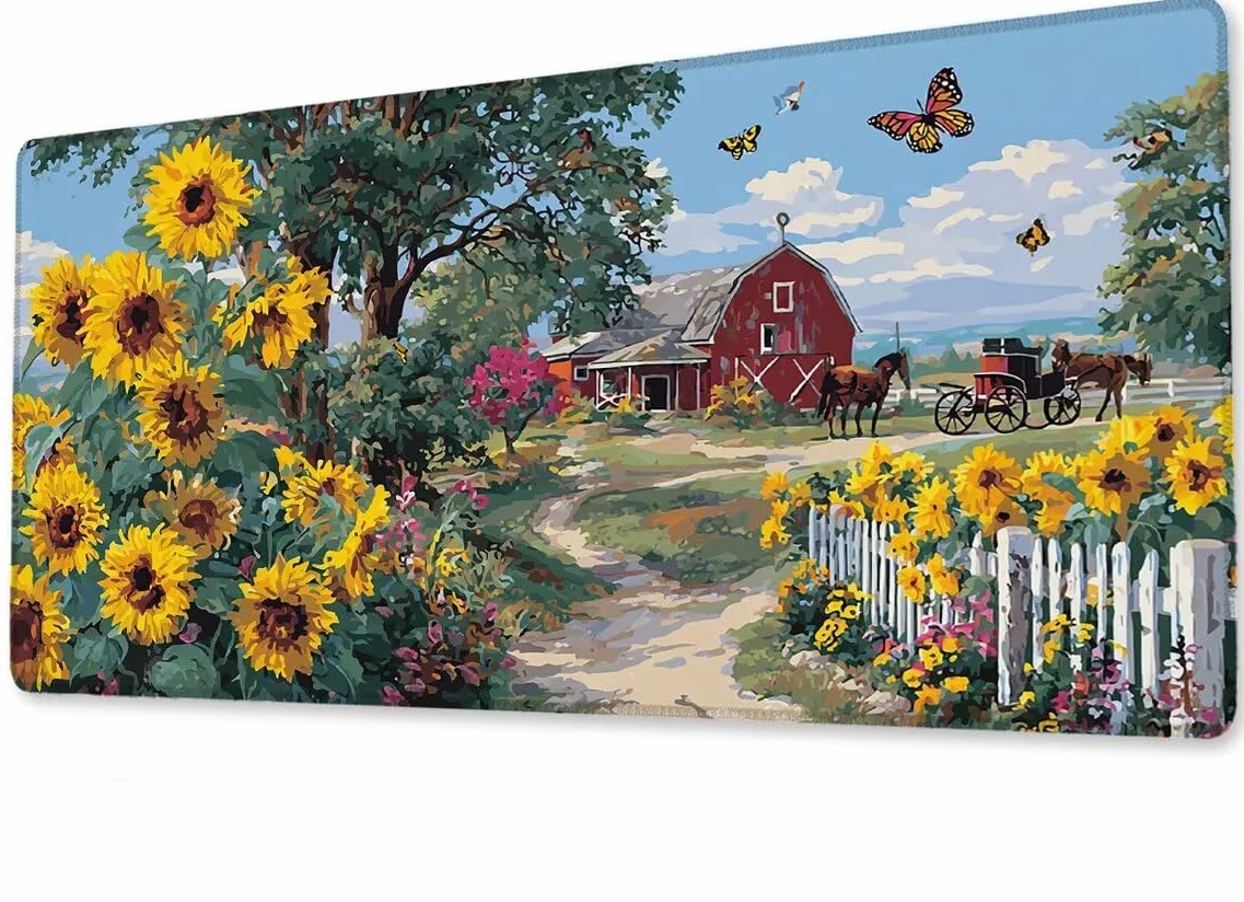 Alfombrilla Ratón XXL 600x1200x3 mm Mouse Pad Grande Gaming Cabaña Alfombrilla Escritorio,con Base de Goma Tapete Escritorio con Bordes Cosidos, Impermeable Antideslizante Ordenador Desk Mat zj-339