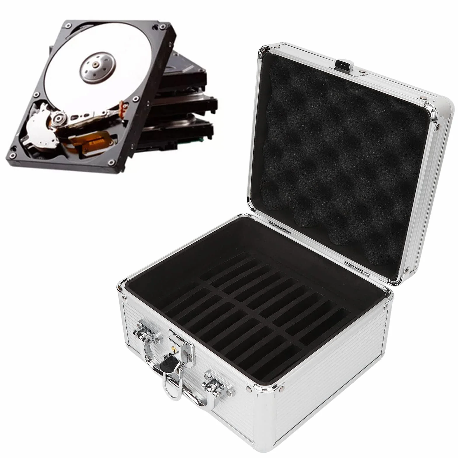 PUSOKEI Caja de Almacenamiento de Disco Duro de 20 Bahías de 2,5 Pulgadas, Estuche de Transporte de Disco Duro EVA, Caja de Almacenamiento de Disco Duro Maleta de Discos Duros con Bloqueo