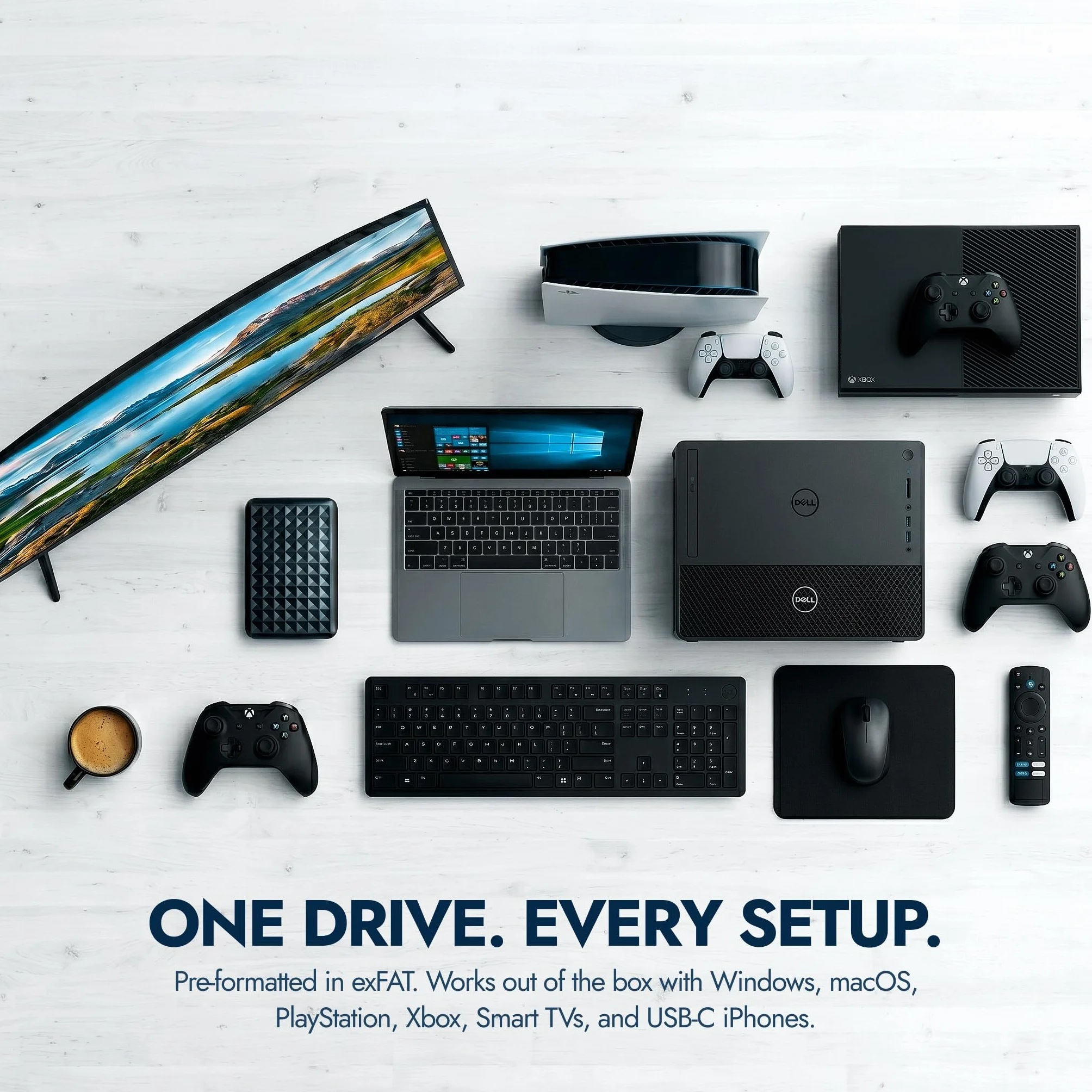 ModusTech Facet 1TB Disco Duro Externo Portátil USB-C/USB 3.1 — HDD Fino de 2,5 Pulgadas para Copias de Seguridad, Gaming, PC, Mac, Portátil, PS4, Xbox, Smart TV (Negro)