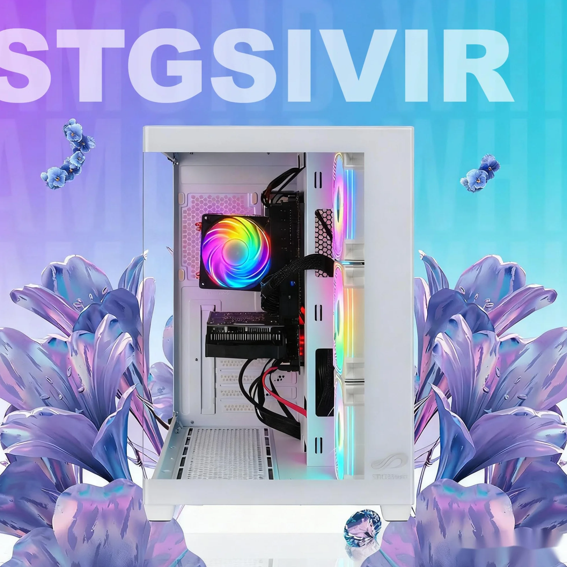 STGsivir PC Gaming, Ordenador de Sobremesa Gaming, GeForce RTX 3050 6GB GDDR6,Ryzen 7 5700X hasta 4.6Ghz,16GB DDR4,1TB SSD,WiFi 6,BT5.0,RGB Ventiladores x3,Windows11 Pro
