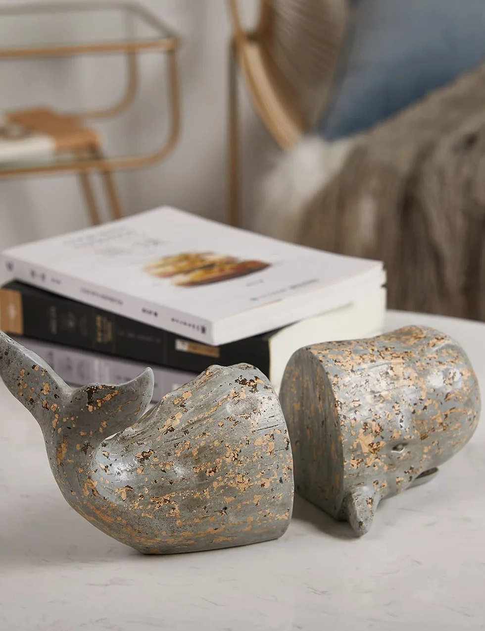 HAUCOZE Soporte de Libros Ballena Escultura Marina Decoración Moderna 24cm