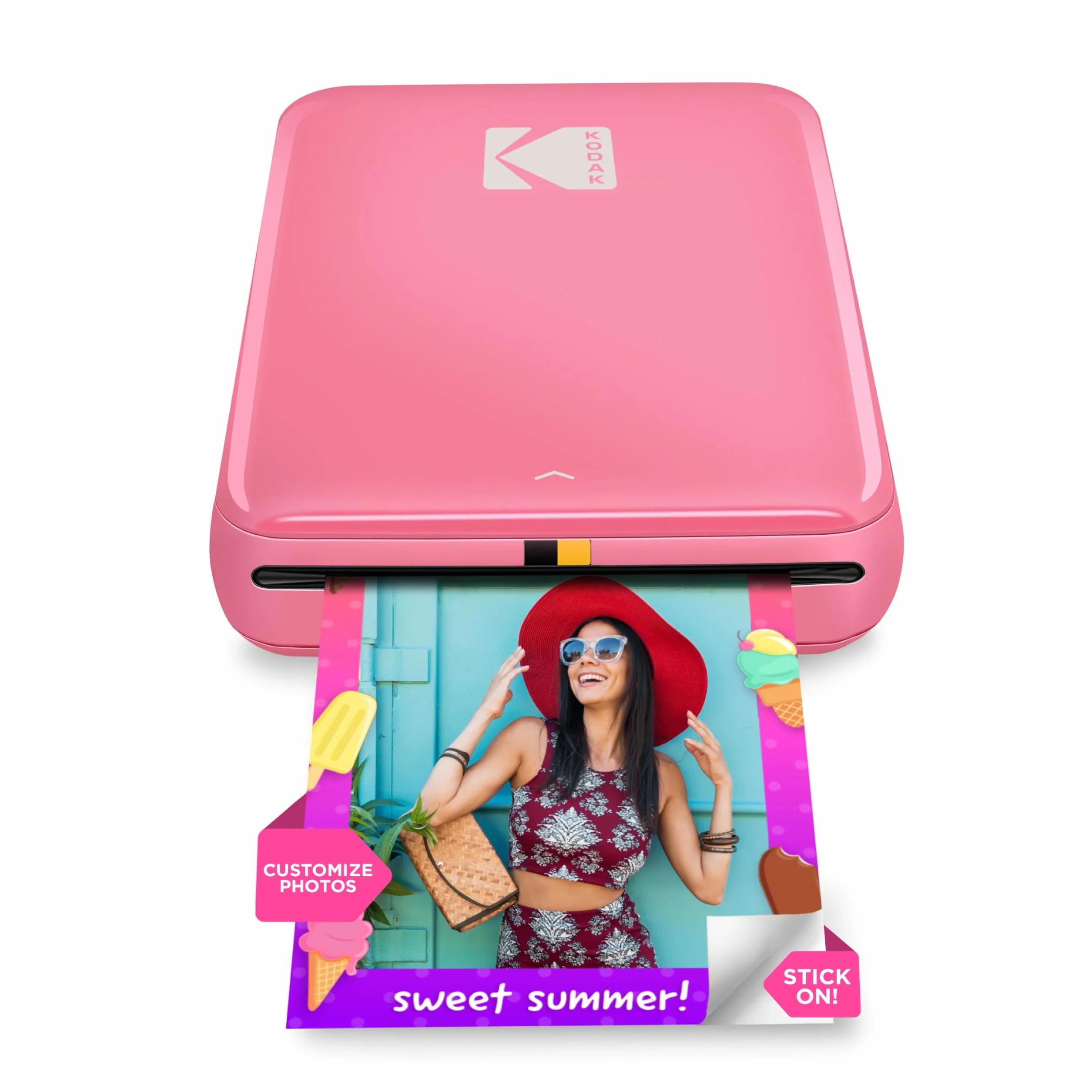 KODAK Step Impresora de fotos instantánea para smartphone - Mini portátil inalámbrica en color - Fotos adhesivas Zink 2x3” - Bluetooth compatible con iOS y Android - App de edición divertida - Rosa