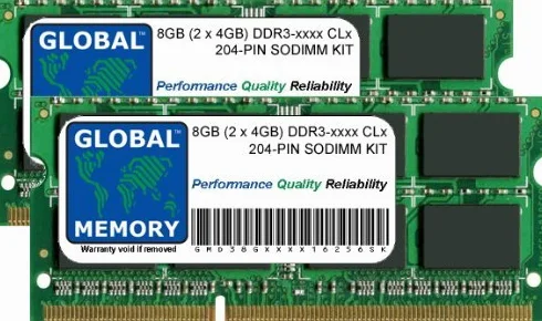 8GB (2 x 4GB) DDR3 1066/1333/1600/1866MHz 204-PIN SODIMM Memoria RAM Kit para Ordenador PORTÁTILES/NOTEBOOKS