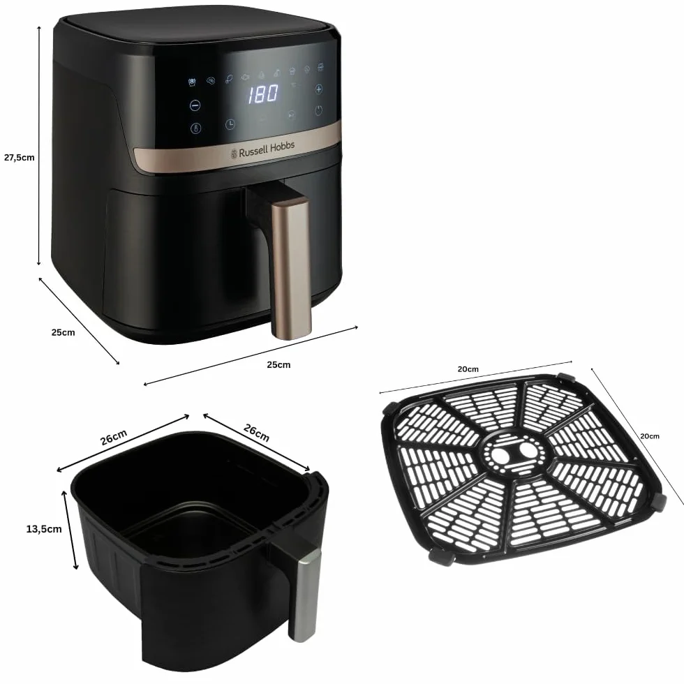 Russell Hobbs Freidora de Aire 4.3L 1300W 9 Programas 200°C Rapid Air Táctil Satisfry 27610-56