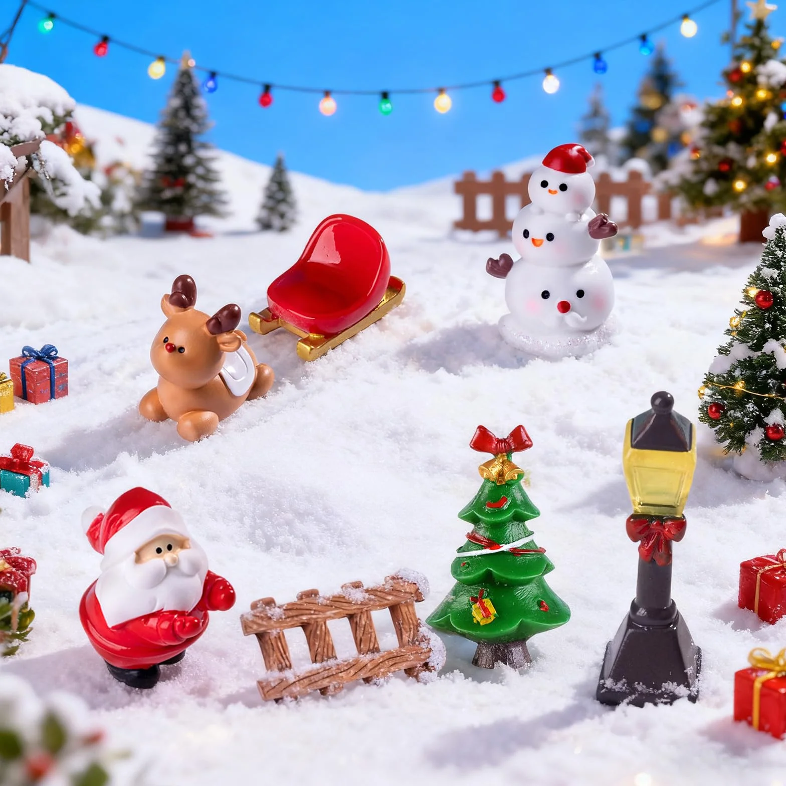 Figuras Navideñas de Resina Set de 12 - Mini Decoración Navidad para Casa