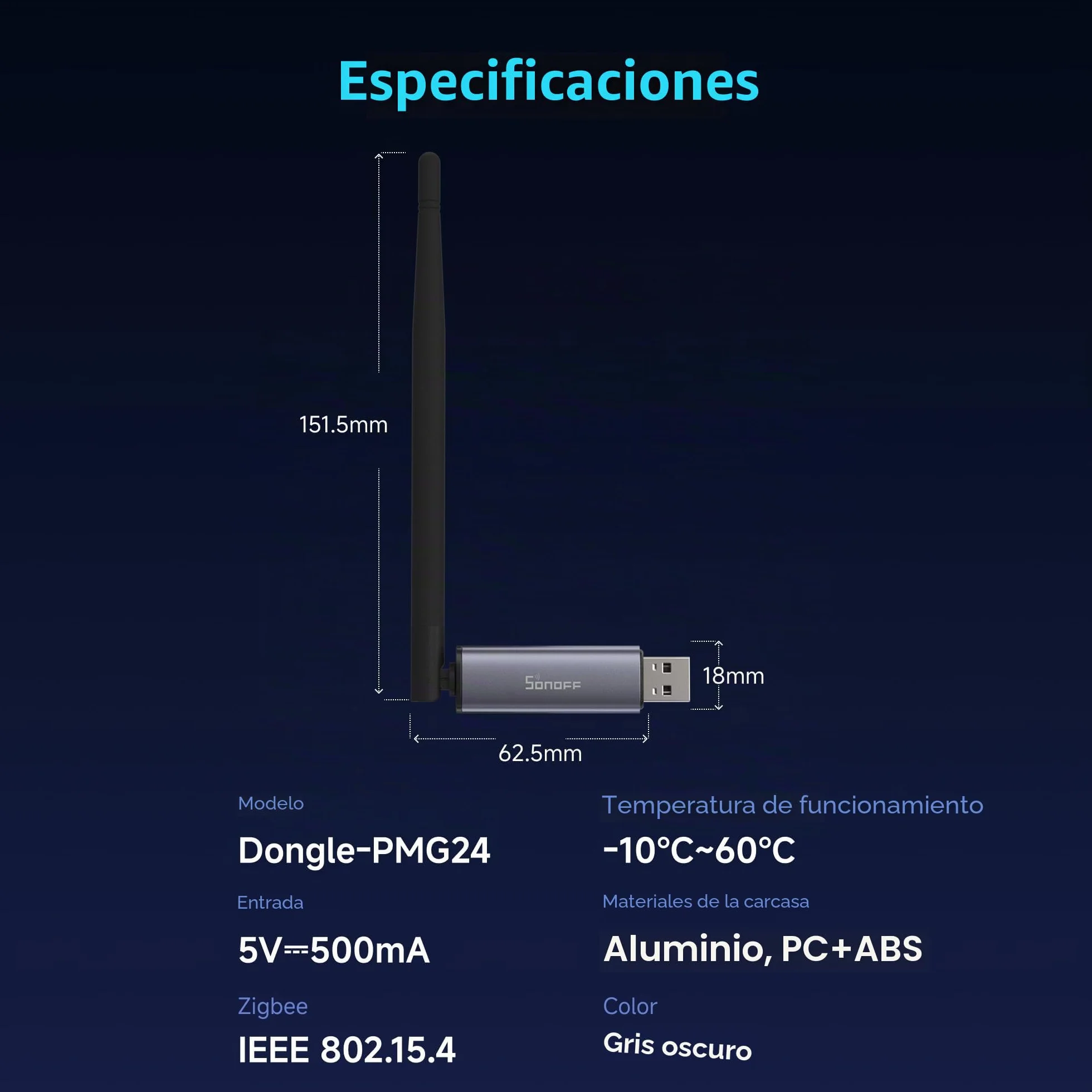 SONOFF Zigbee 3.0 USB Dongle Plus MG24, coordinador y enrutador Zigbee con Chip EFR32MG24, Antena 3dBi, Compatible con Home Assistant, Zigbee2MQTT, openHAB