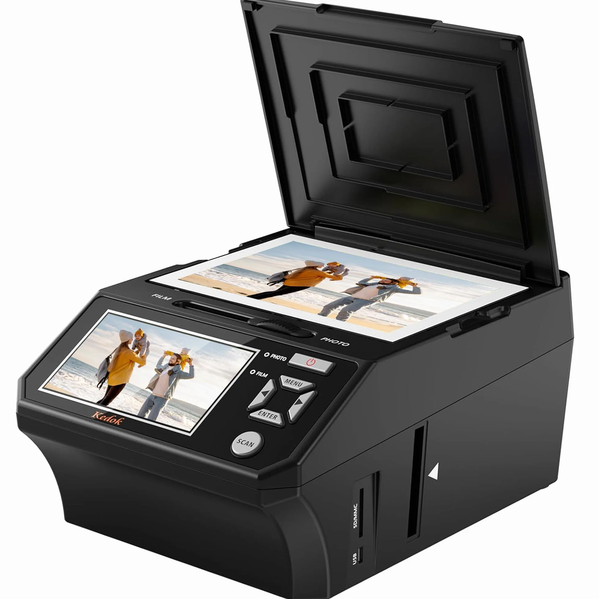 Escáner de Diapositivas Digital de 22 MP con Pantalla LCD de 5 Pulgadas - Convierte fácilmente películas/Fotos y Tarjetas de Visita de 35 mm, 110 a Formato JPEG, Tarjeta de Memoria de 8 GB incluida