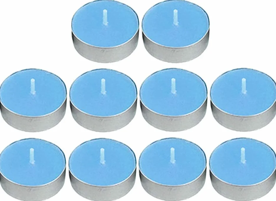 20 velas, velas de té, velas perfumadas, larga duración de 2 horas de combustión, para el hogar (azul)