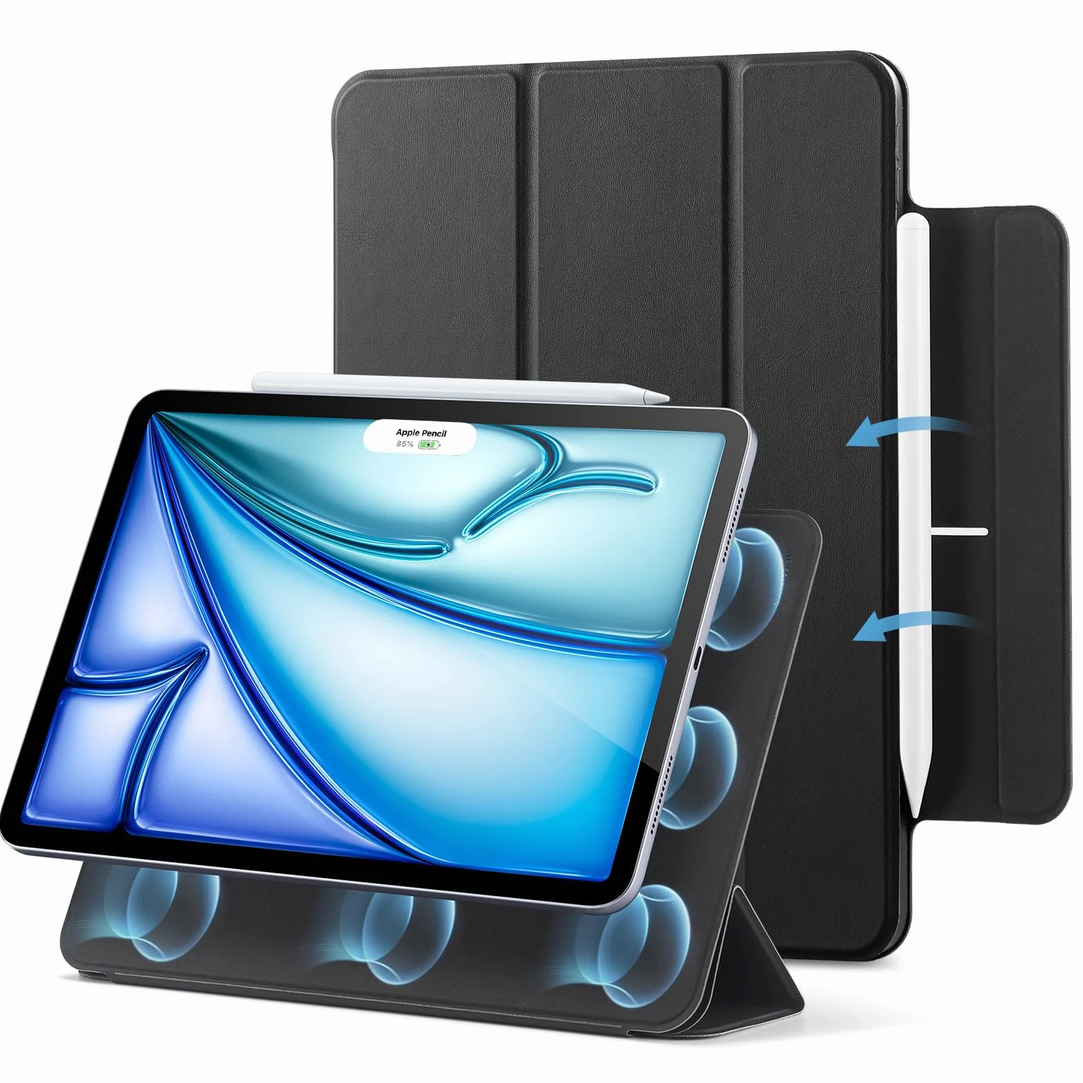 ESR Funda para iPad Air 11" M4/M3/M2 2026/2025/2024, iPad Air 8a/7a/6a/5a/4a Gen, Funda con Bloqueo Magnético, Funda Slim Tríptica, Compatible Pencil Pro/Pencil USB-C, Auto Encendido, Negro