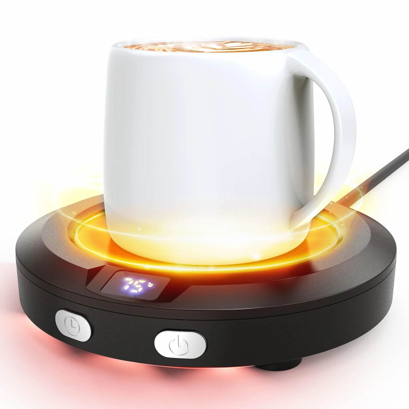 Accwork Mini Calentador de Taza Café, Calentador de Bebidas Calienta Leche, Té con 3 Modos de Temperatura, 2-12H Apagado Automático, Calentador de Café para Oficina, Hogar