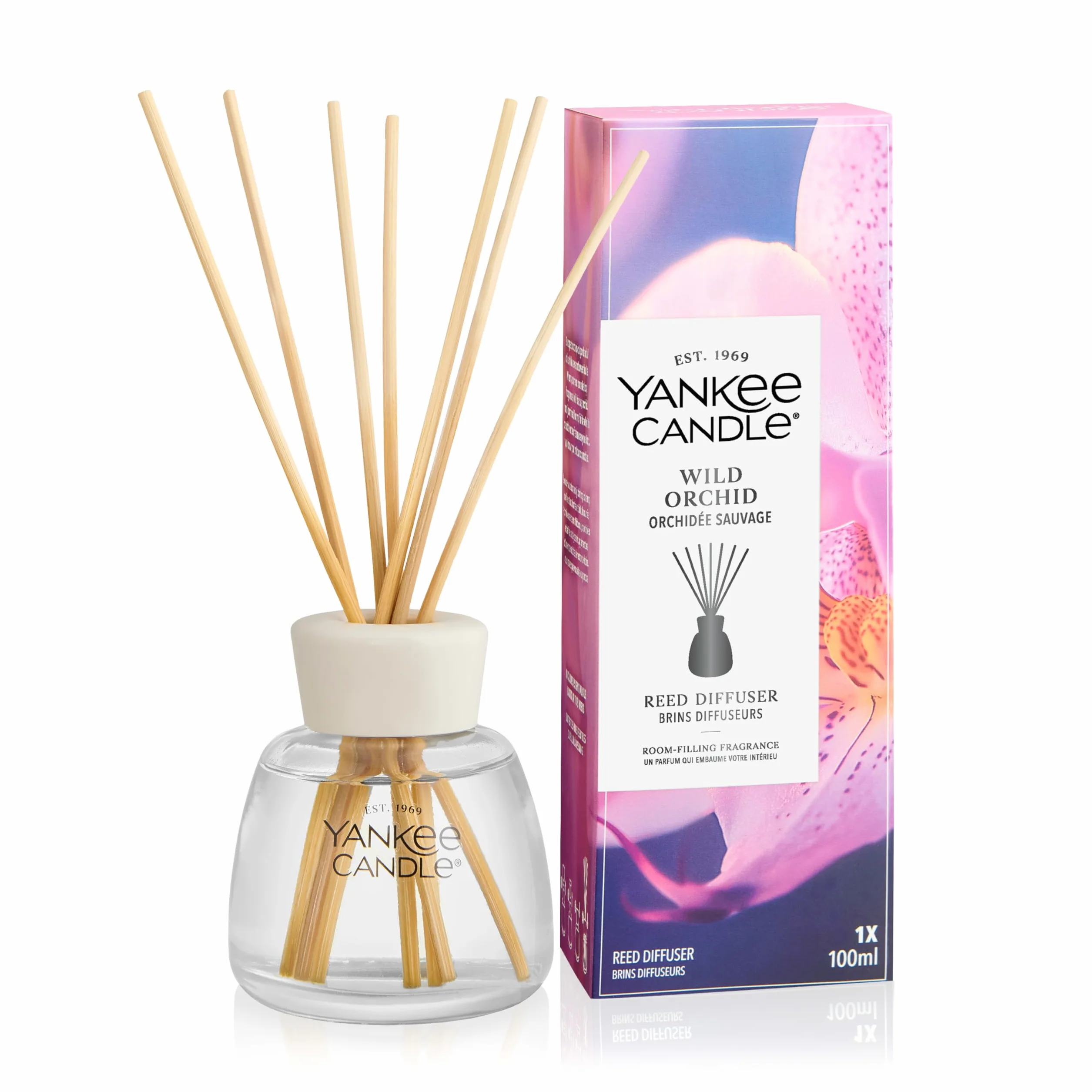 Yankee Candle Difusor de varillas | Orquídea salvaje | Para espacios pequeños y medianos | Hasta 10 semanas de fragancia