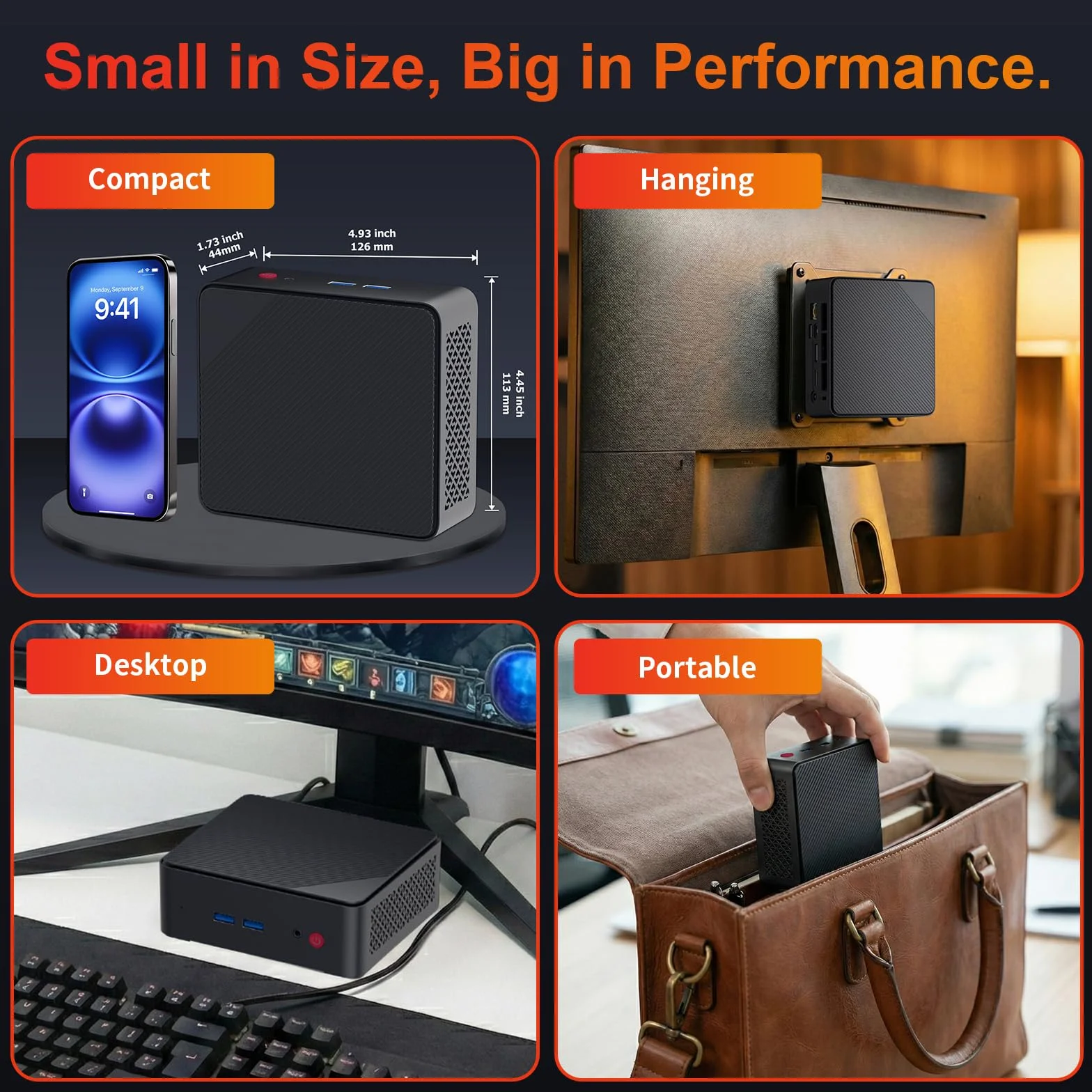AWOW Mini PC AMD Ryzen Embedded R2514 (4 núcleos, hasta 3,7 GHz), 16 GB DDR4, 512 GB SSD PCIe 3.0, Gráficos Radeon, Pantalla 4K, LAN 1000 Mbps, WiFi 5