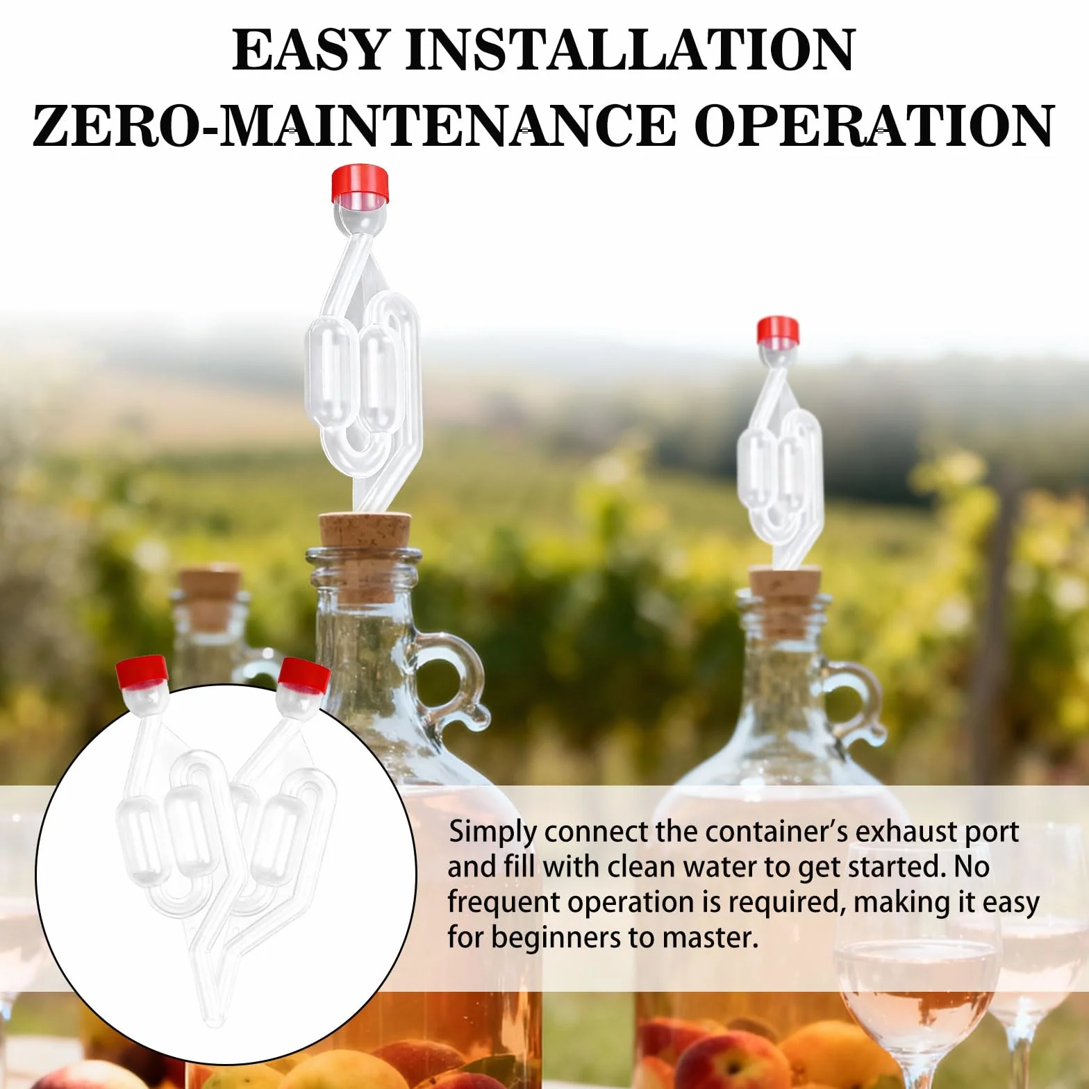 Airlock para Fermentación con Tapón de Silicona, Tubo de Fermentación Válvula de Bloqueo de Aire para Elaborar Cerveza
