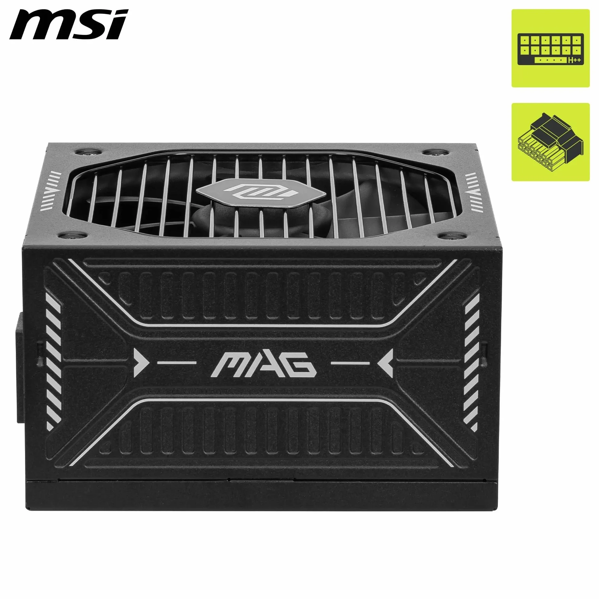 MSI mag A650GLS PCIE5, Fuente de alimentación, 650W, 80 Plus Gold, ATX 3.1, Soporte GPU PCIe 5.1, 12V-2x6 Nativo, Conector 12V-2x6 Bicolor, Fuente de alimentación ATX, Cables con Cubierta en Relieve