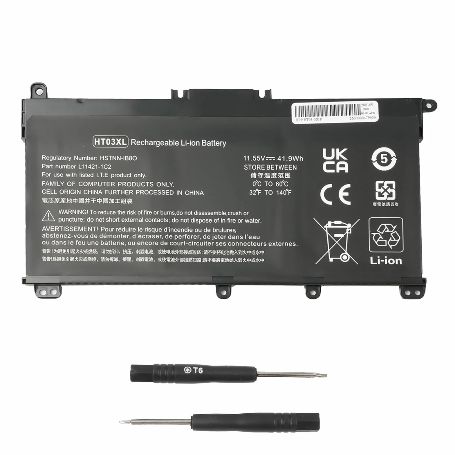 Batería para portátil L11119-855 HT03XL para HP Pavilion 14-CE 14-CF 14-CK 14-CM 14-DH 14-DK 14-DF 14-MA 14Q-CS 14Q-CY 15-CS 15-DQ 15-CW 17-by 17-CA 240 245 250 255 G7 340 348 G5 L11421-2C2