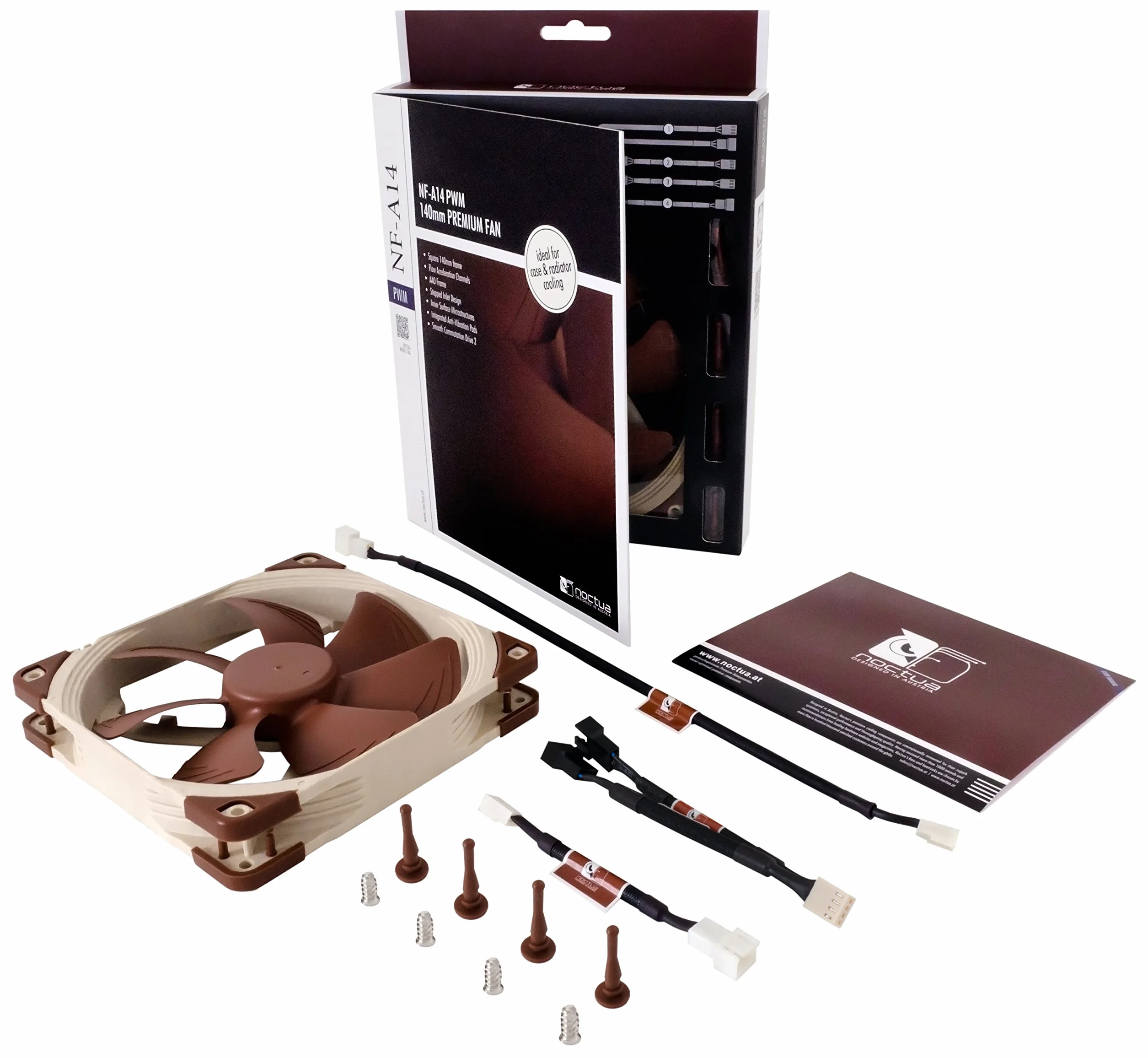 Noctua NF-A14 PWM, Ventilador Silencioso, 4 Pines (140 mm, Marrón)