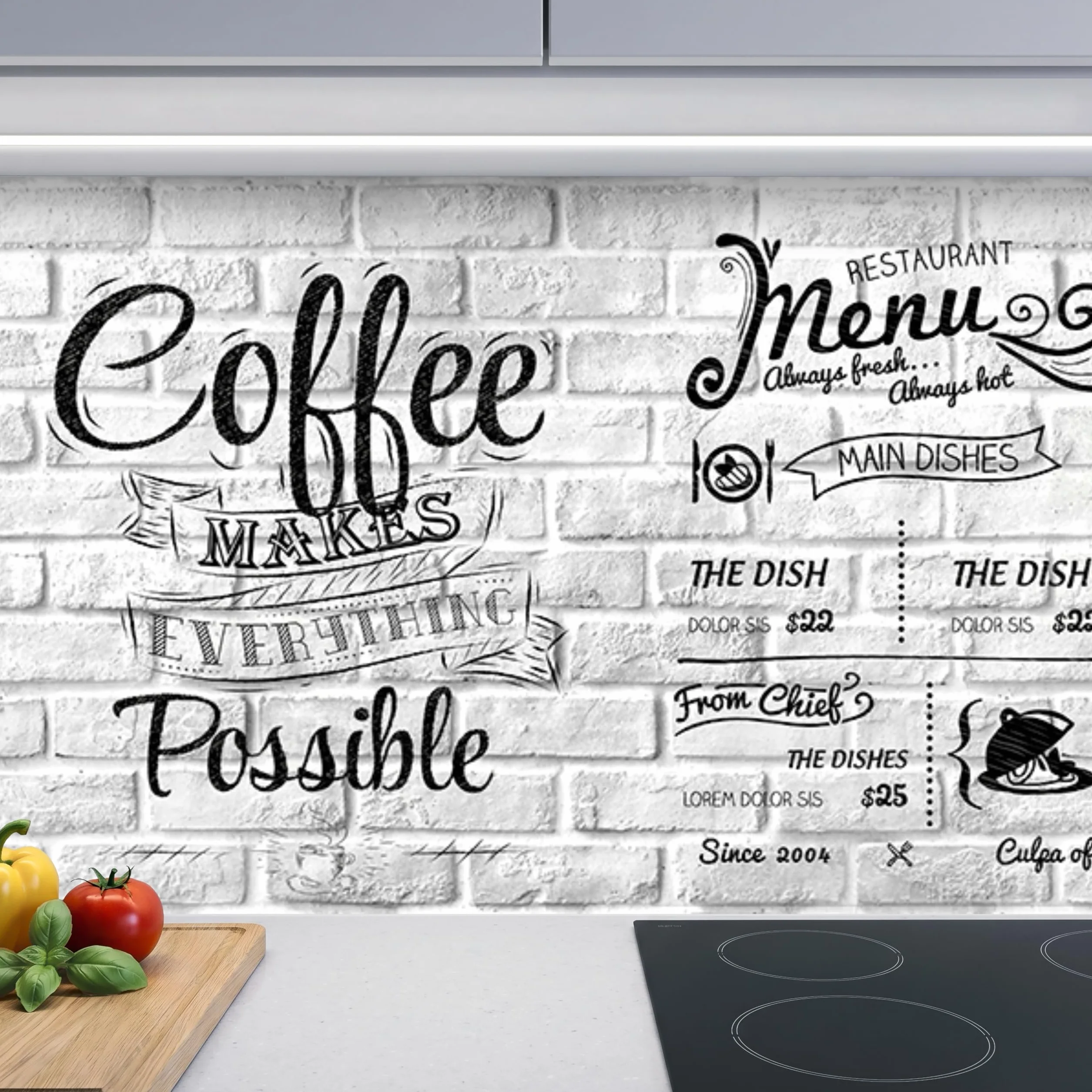 Panel Cocina Antisalpicaduras 300x60cm Placa ABS Monolítica Impresión Directa Protector Decorativo