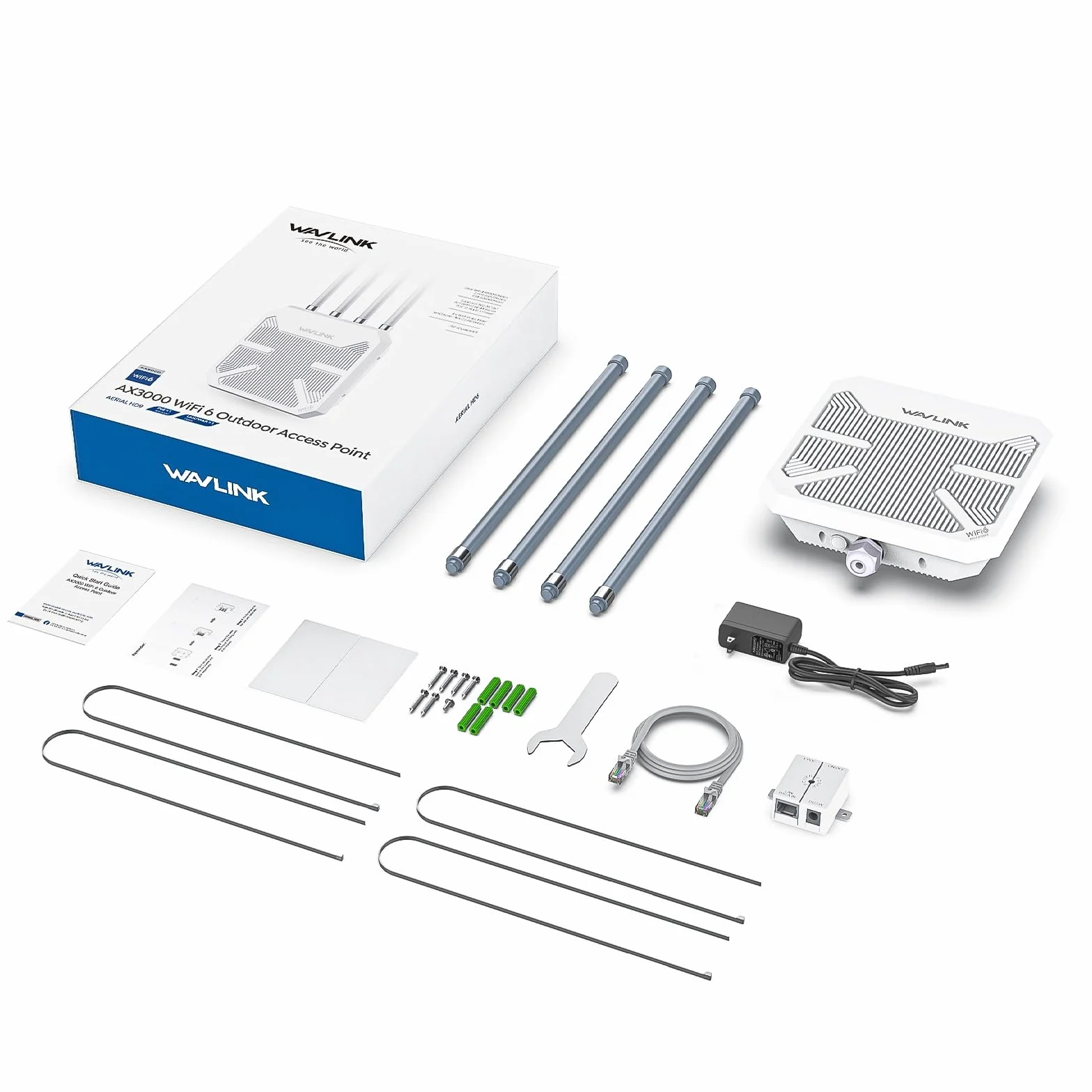 WAVLINK Repetidor WiFi Largo Alcance WiFi Exterior Potente, Amplificador Señal WiFi Antena WiFi Extender WiFi 6 Wavlink AX3000 Mesh, Outdoor PoE Punto de Acceso WiFi, para Grandes Espacios Remotos
