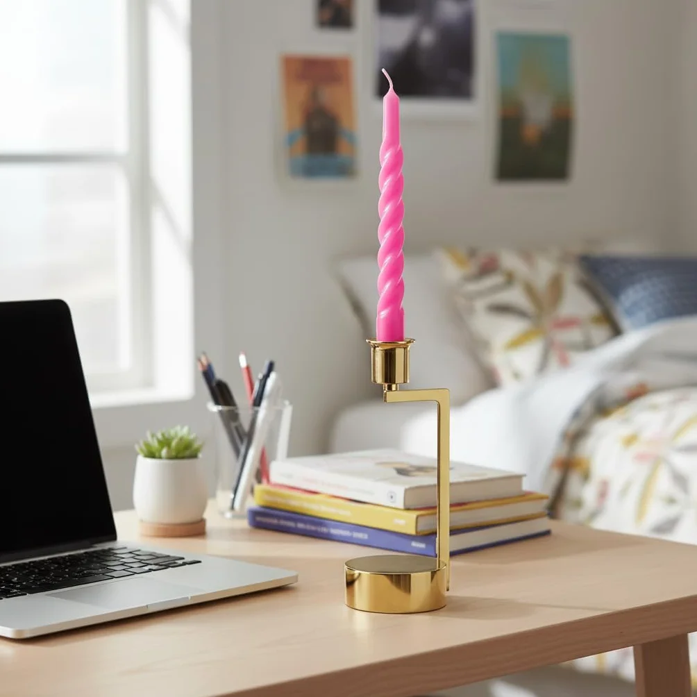 Velas lacadas tortiglione Ø 2,2 cm H. 21 cm 3 piezas Fucsia