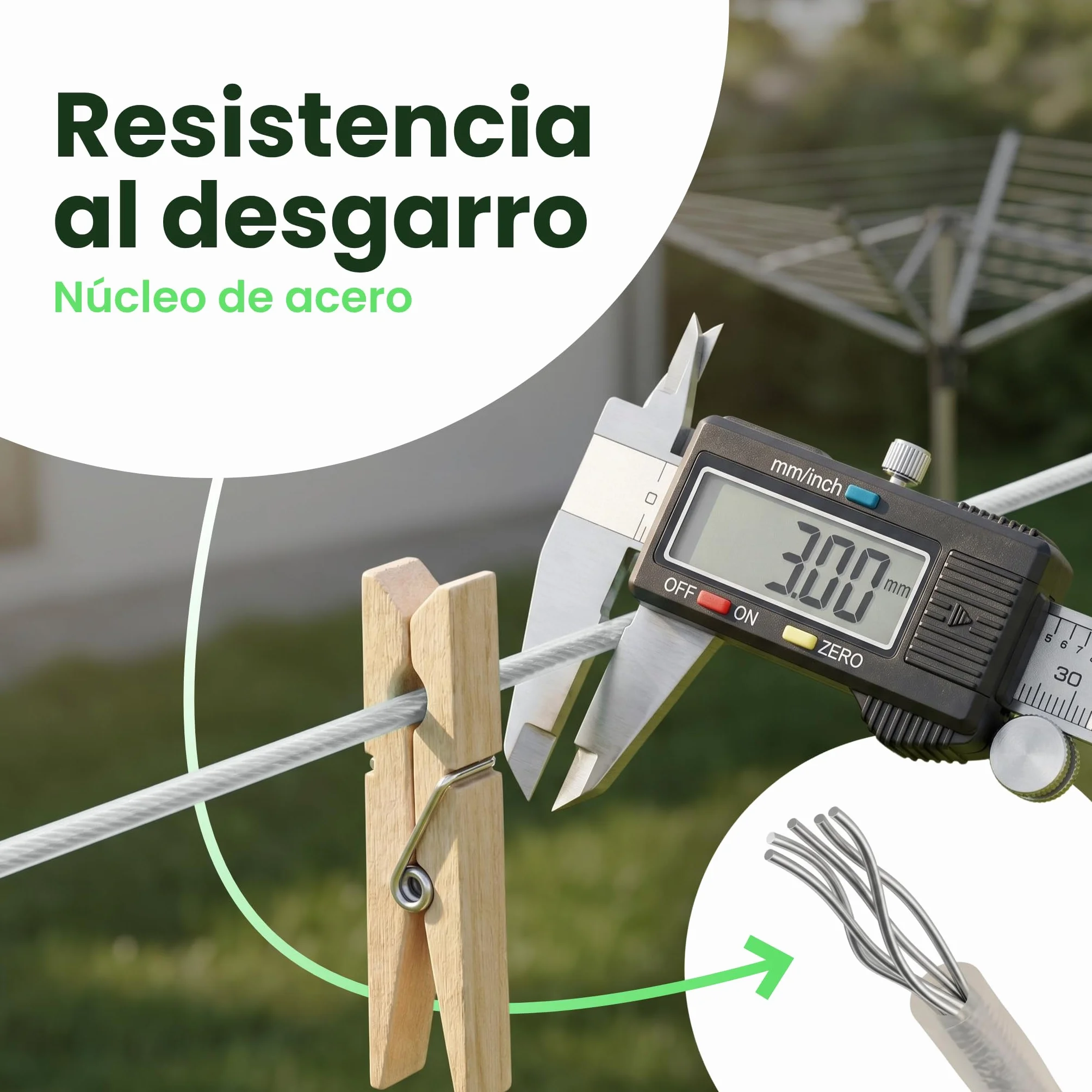 SimplySmooth Cuerda para Tender 50 m Extrafuerte Núcleo de Acero para Exterior