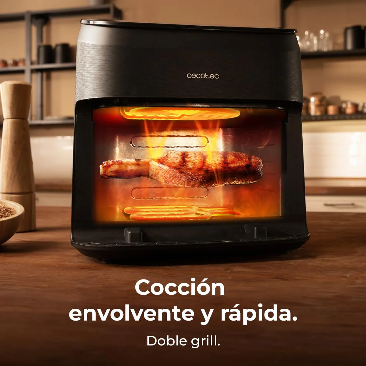 Cecotec Freidora de Aire 8,5L Doble Grill Ahumador Cecofry&Grill Smokin' 8500 Plus 2200W 10 Menús