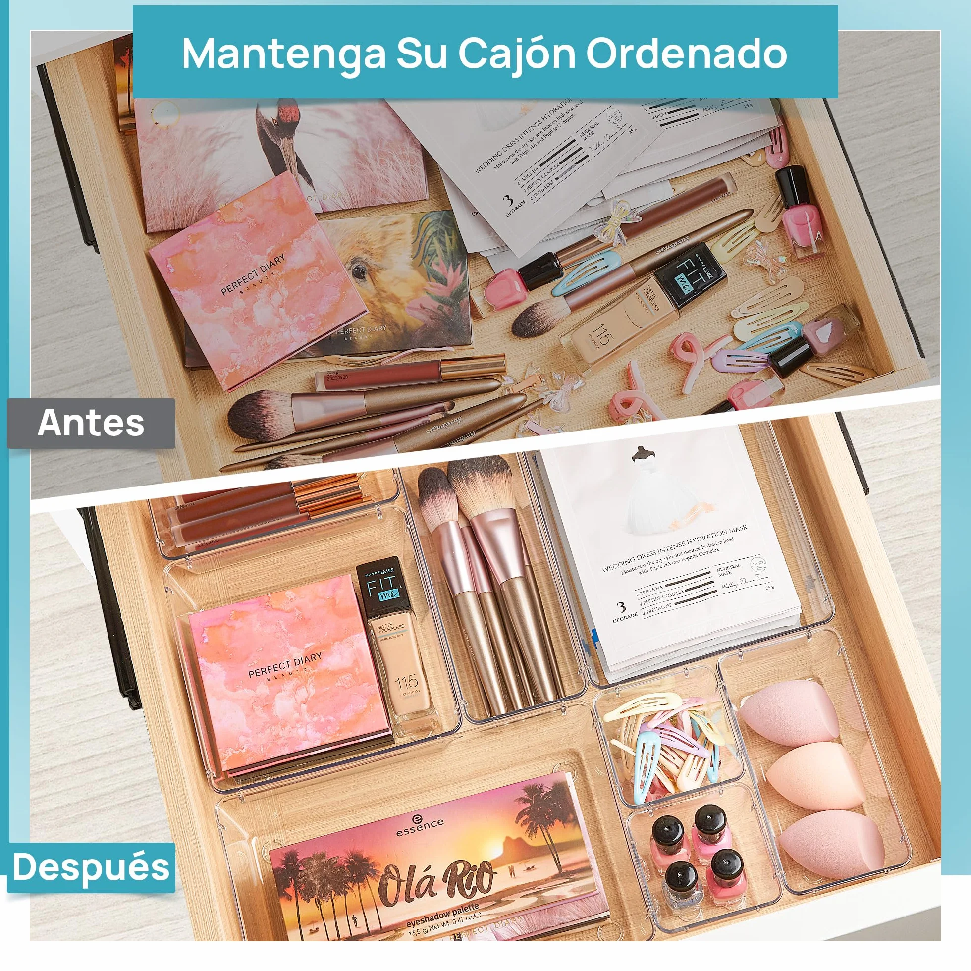 Vtopmart 25 Piezas Organizador de Cajones con 4 Tamaños, Bandejas de Almacenaje para Baño, Cocina