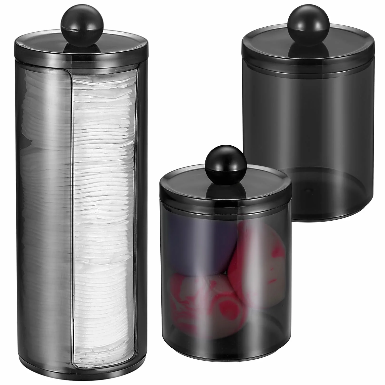 Organizador de Almohadillas de Maquillaje, 3 Pcs, Negro, Cajas Contenedor Dispensador de Almohadilla de Algodón para Bolas de Algodón Cosmeticos Organizador de Baño