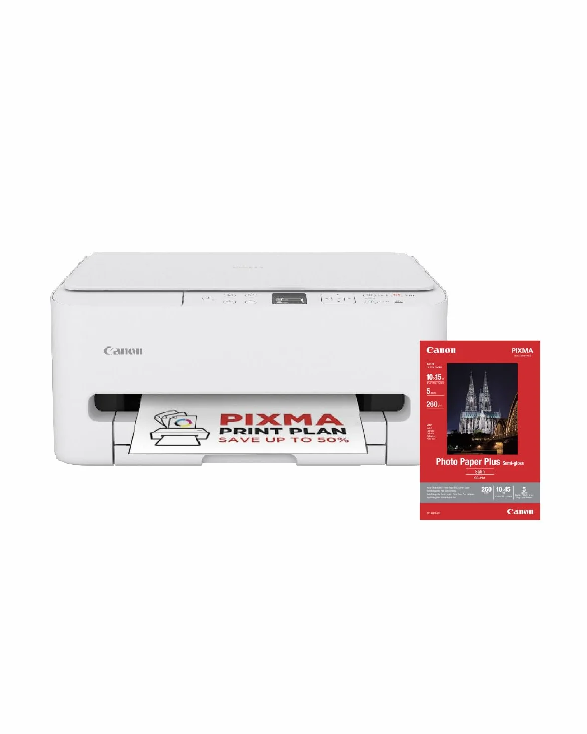 Canon PIXMA TS6550I - Impresora Todo en Uno con Conectividad Wi-Fi y Pantalla OLED de 1,42 PIXMA Print Plan - Incluye Papel Fotográfico A4 SG-201, 5 Hojas