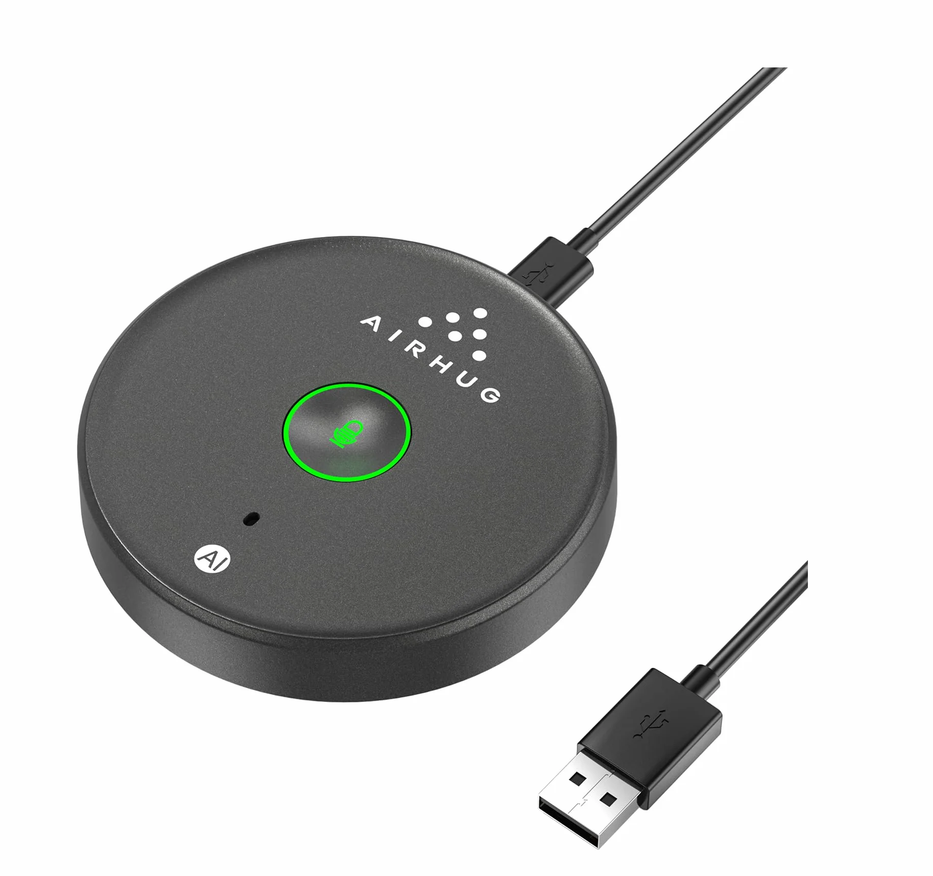 AIRHUG Micrófono USB Sin Altavoz, Micrófono de Escritorio para Ordenador, Botón de Silencio con Indicador LED, Reducción de Ruido AI, Micrófono Condensador Omnidireccional (Enchufar y Usar) para PC y