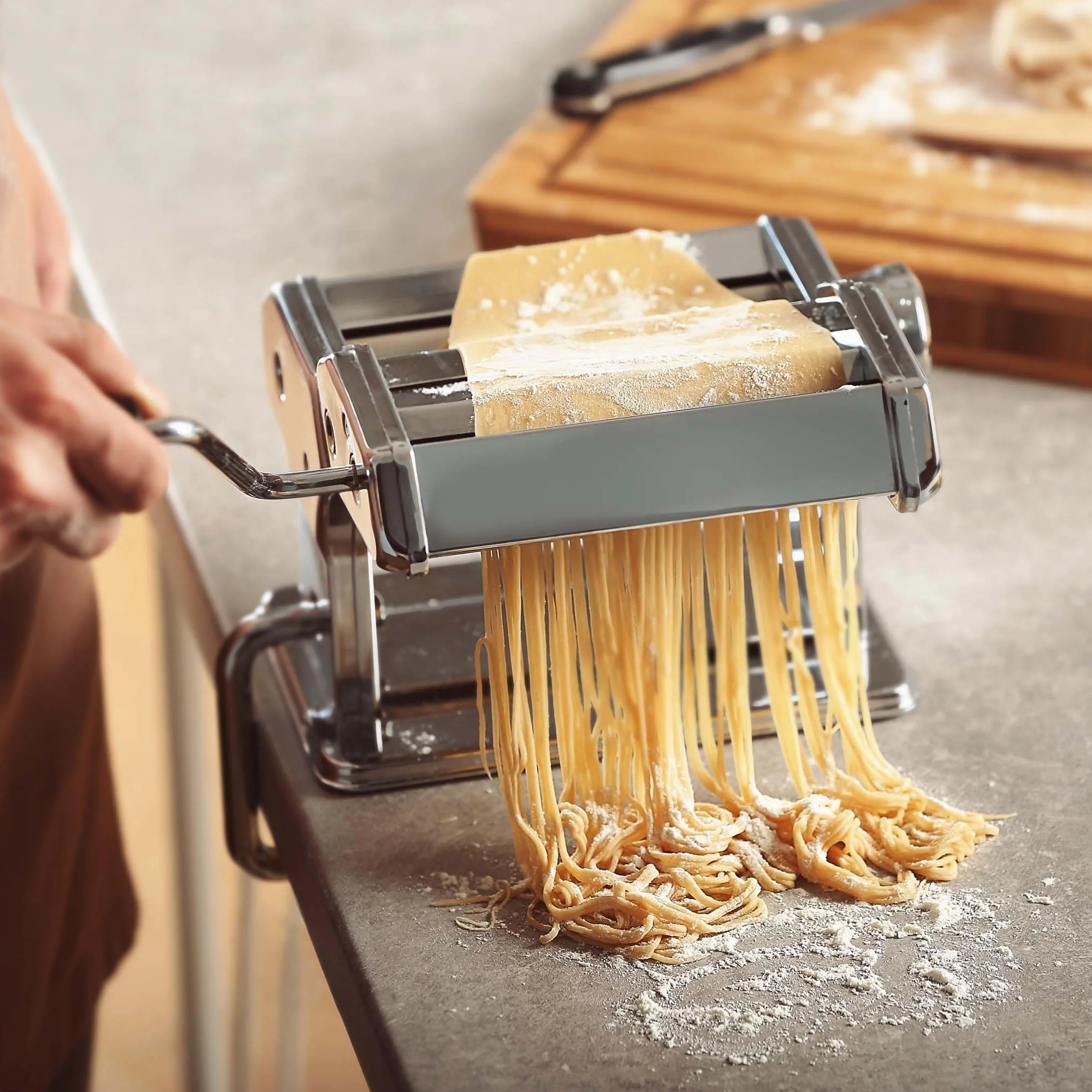 Máquina para hacer pasta manual acero inoxidable espesor ajustable 2-6 mm
