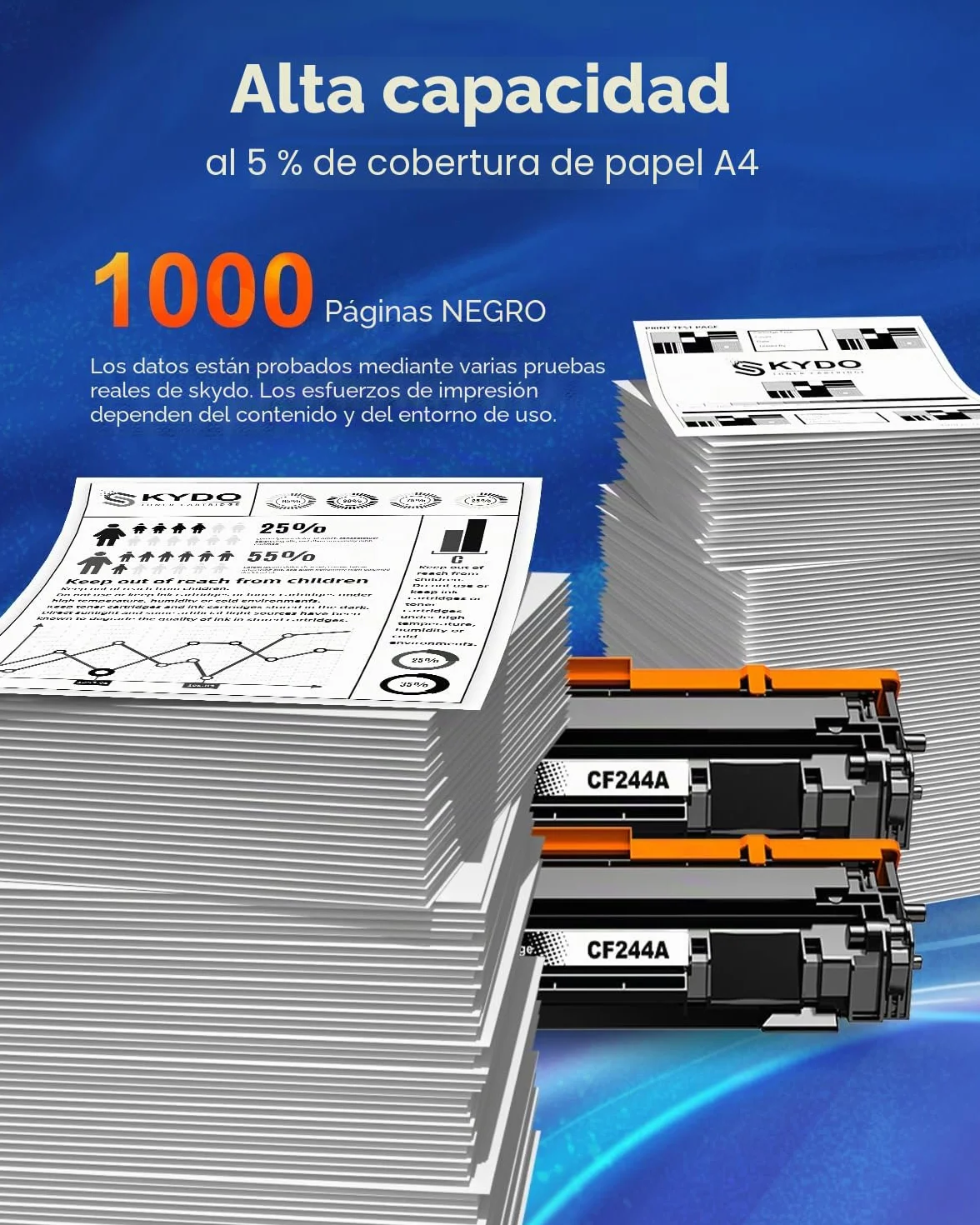 CF244A 44A Cartuchos de Tóner Compatibles para HP 44A CF244A Tóner para HP LaserJet Pro M15a M15w, MFP M28a M28w Impresora (2 Negro)