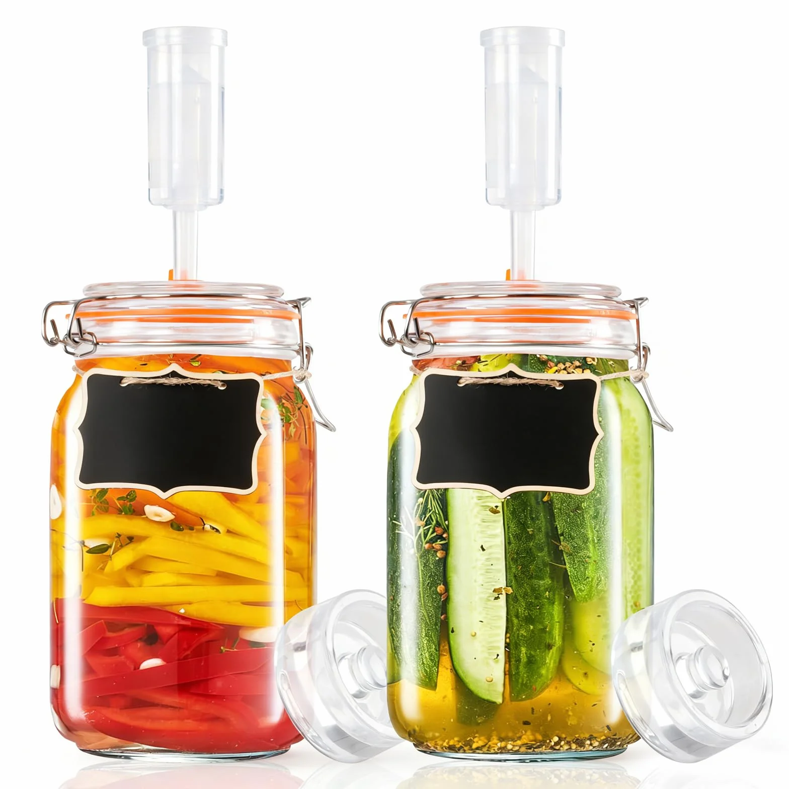Kit de fermentación de 1,5 L, tarros de fermentación con cerraduras de aire y tapas, recipiente Kimichi perfecto para encurtidos, kombucha dura, vino, sidra, kit de fabricación de hidromiel, paquete