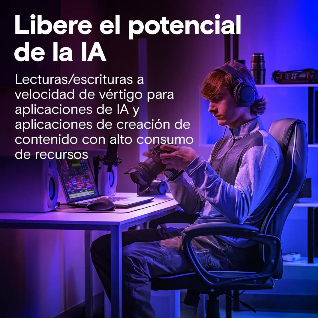 Crucial T710 SSD 1TB PCIe 5.0 x4 Gen5 NVMe M.2, Velocidades de Lectura hasta 14900 MB/s, Escritura 13700 MB/s, Ordenador Portátil y de Sobremesa, TLC NAND - CT1000T710SSD8-01