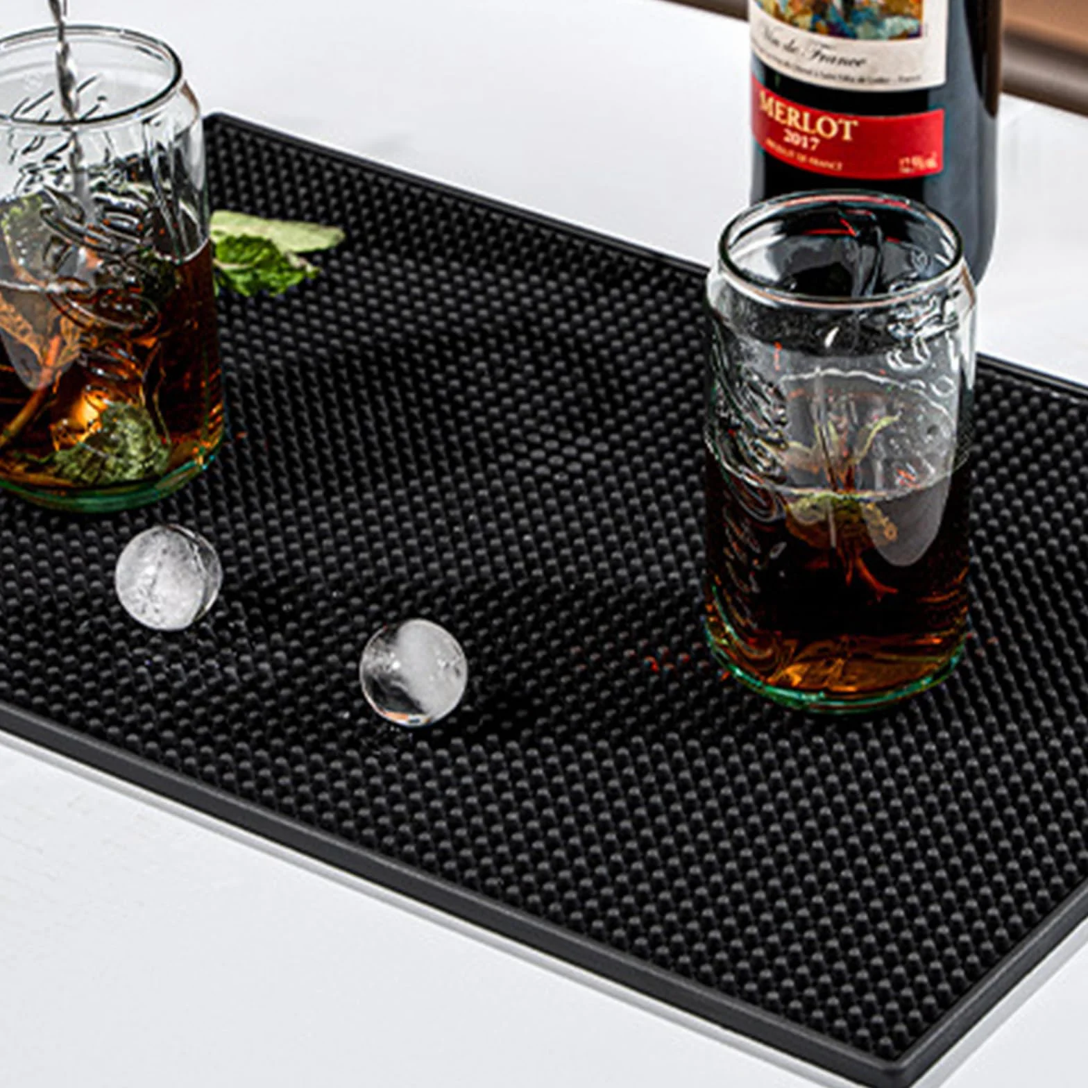 Alfombrillas de silicona para bar 30x15 cm, 6 posavasos de goteo