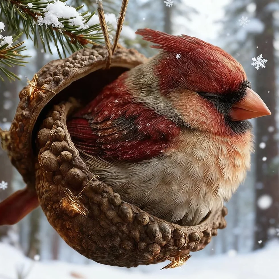 Adornos Navideños de Bellotas con Animales del Bosque 2D Acrílicos