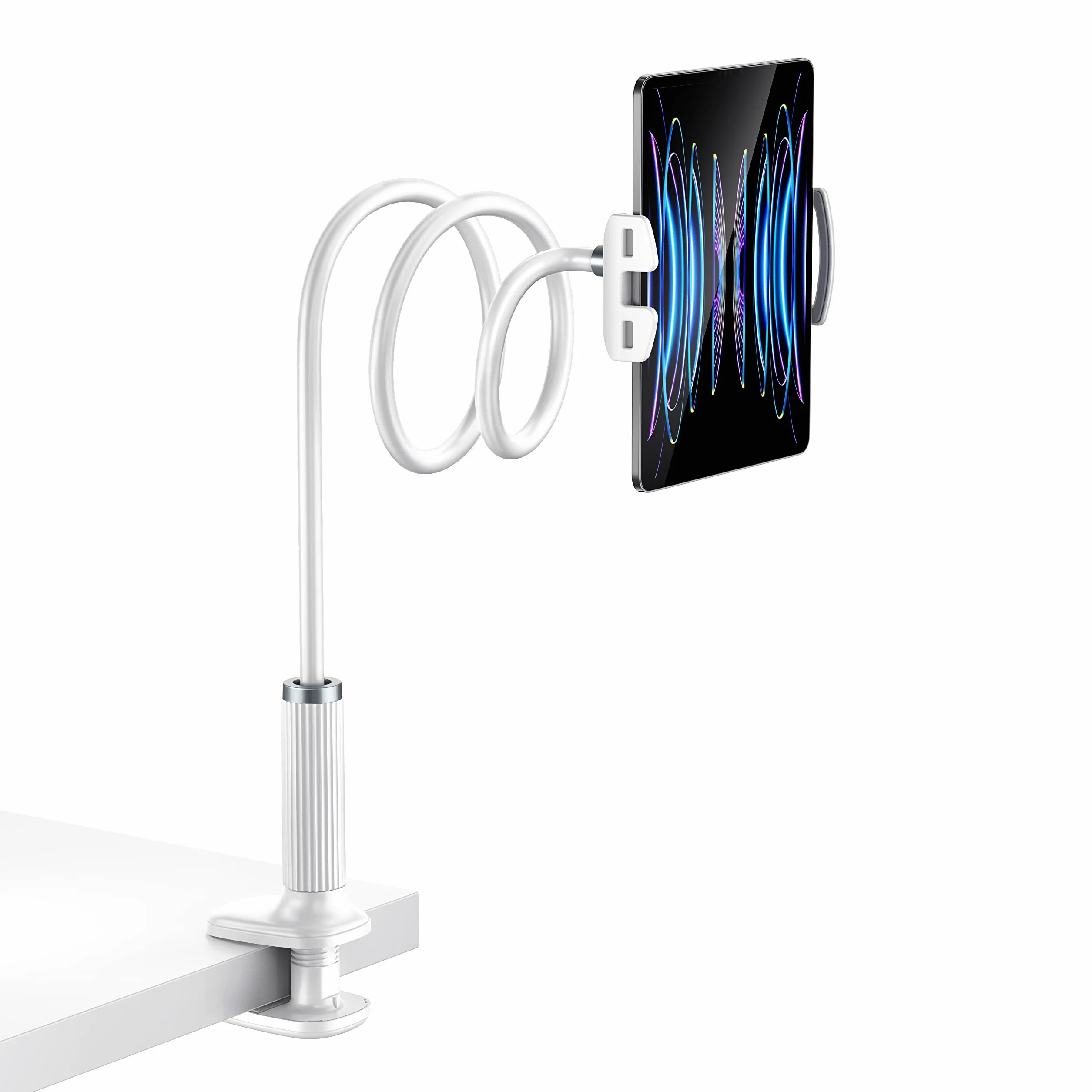Soporte para Tableta, Cuello de Cisne, Brazo Ajustable Flexible en la Cama para iPad, teléfono móvil, Interruptor, Samsung Galaxy Tabs/etc, 98 cm de Longitud Total (Blanco)