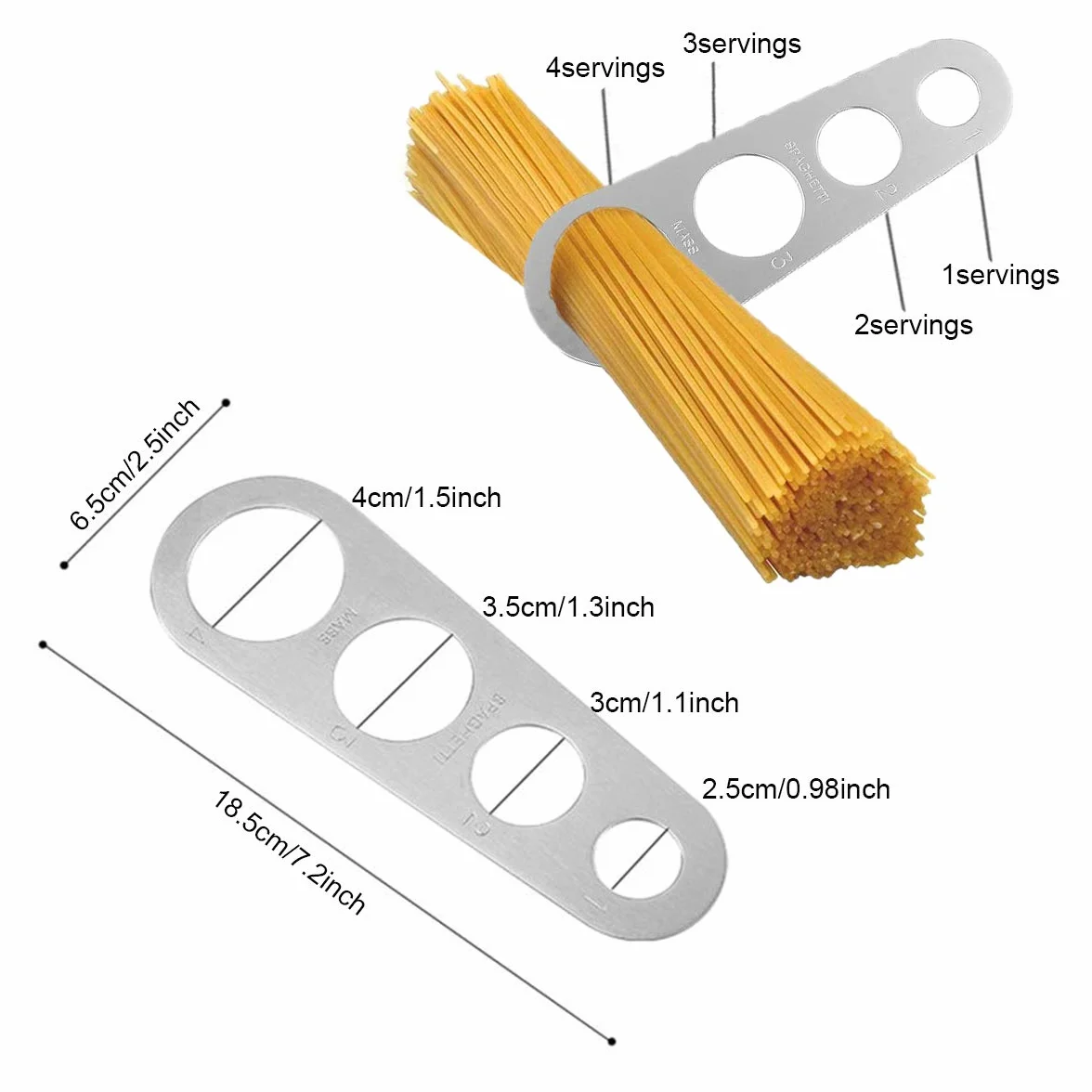 Acero Inoxidable Pinzas Espaguetis Cuchara Pasta Herramienta Medidora Espaguetis 4 Piezas