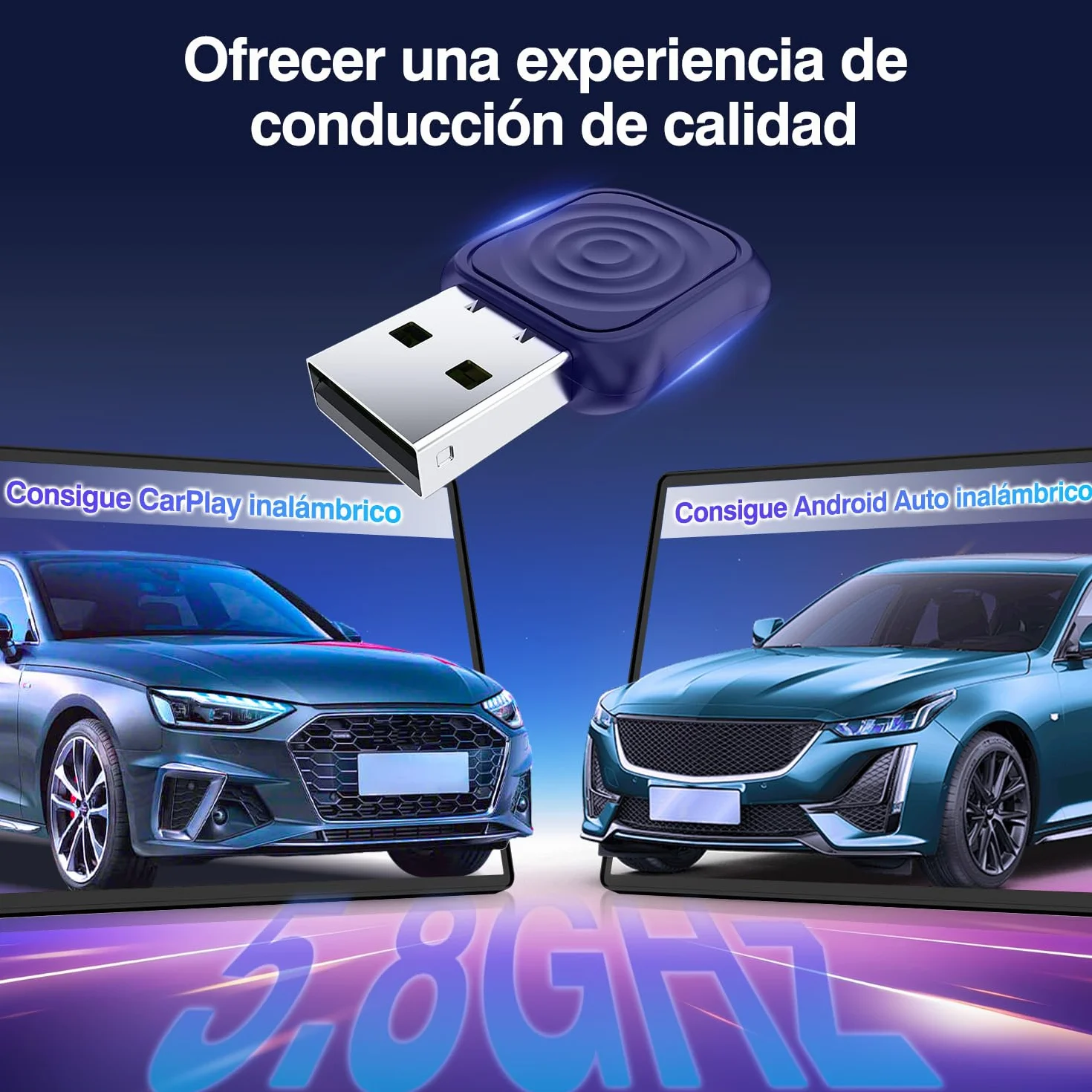 Carlinkit Adaptador inalámbrico CarPlay/Android Auto USB Mini Ultra para CarPlay con cable de fábrica y Android Auto con cable OEM, Plug & Play Wireless CarPlay/Android Auto Dongle compatible con iOS
