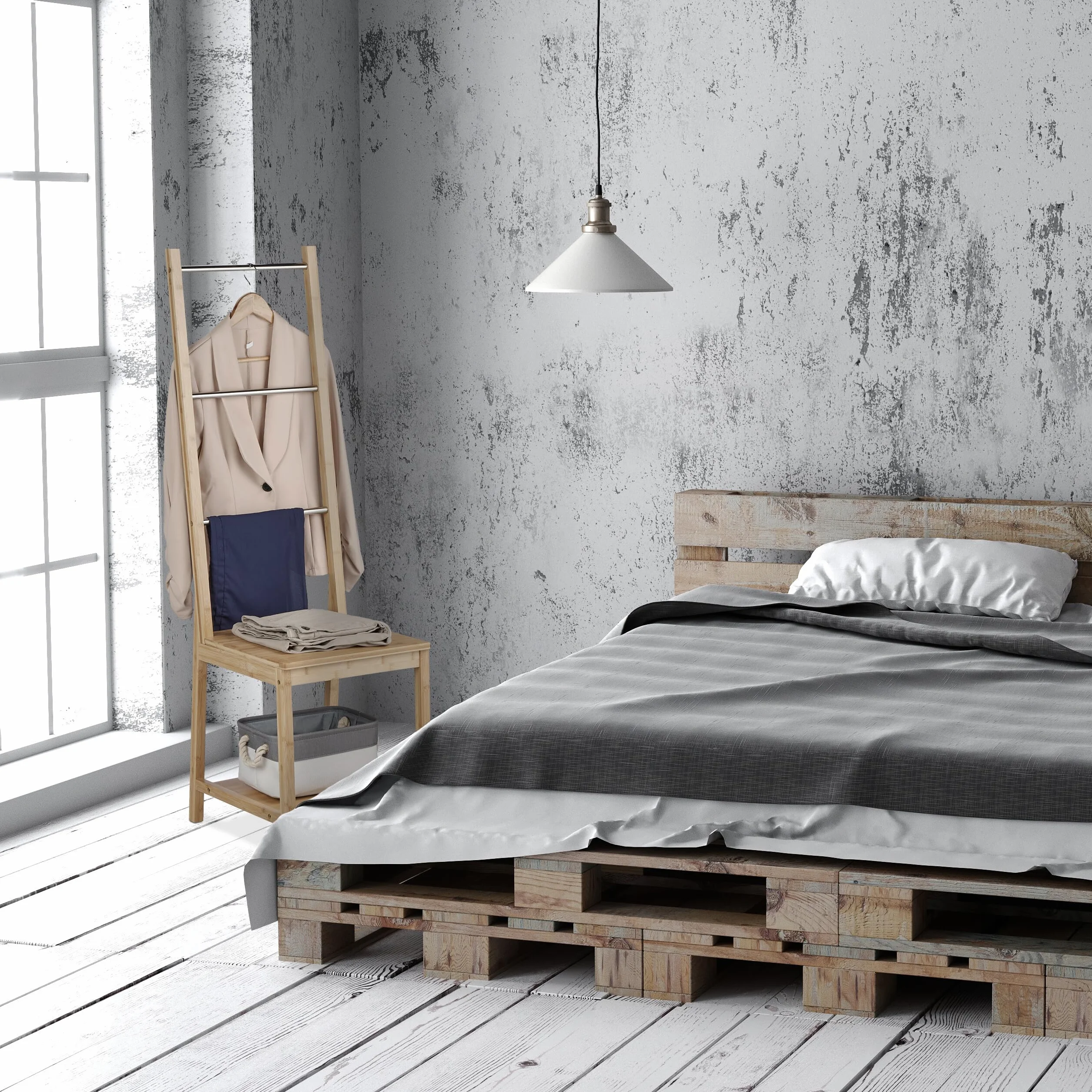 Relaxdays Galán de Noche con Balda Bambú Acero Inoxidable 133x40x42cm Silla Perchero Soporte Toallas