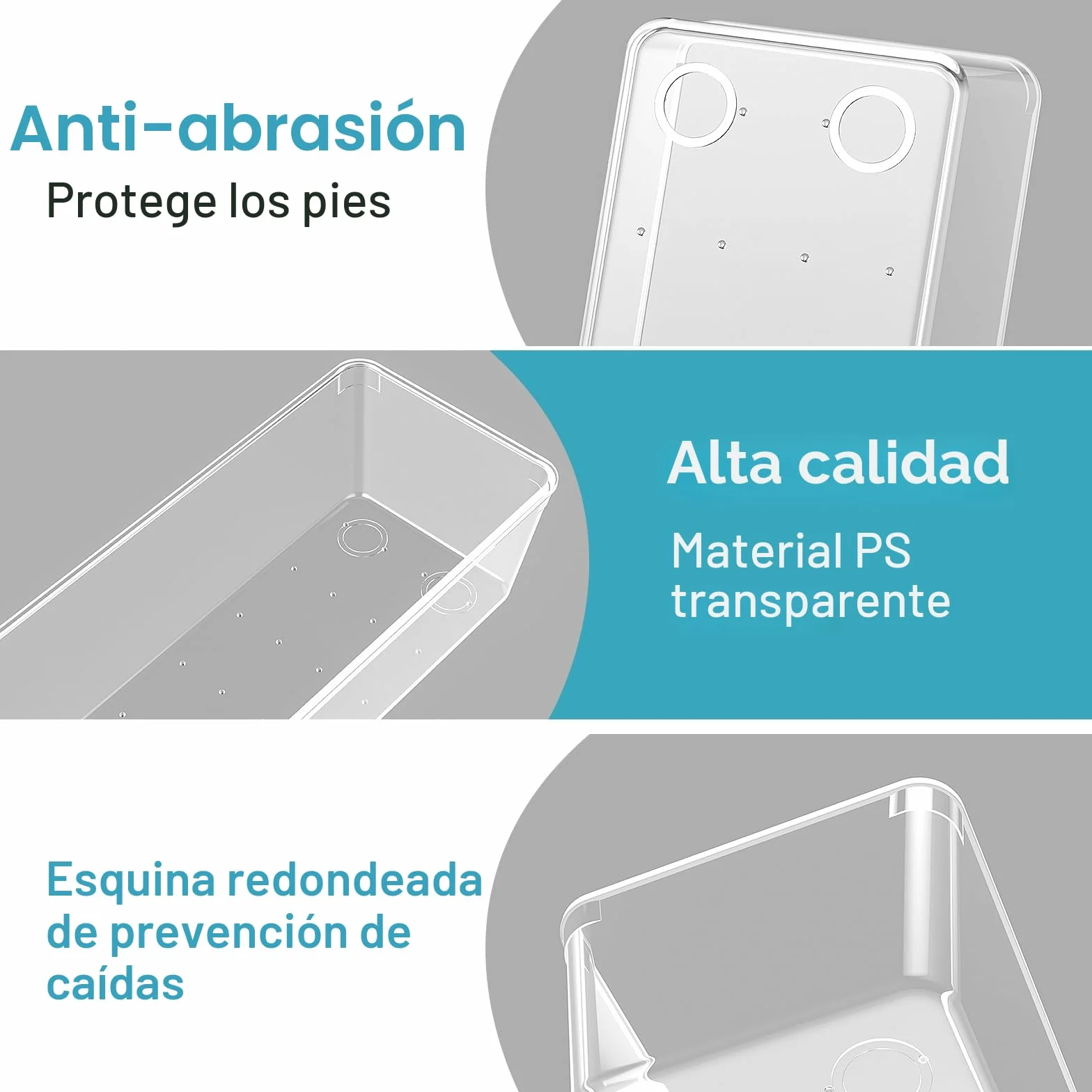 Radikor 12 Piezas Organizadores de Cajones de Plástico Transparente, Separadores de 4 Tamaños, Bandejas de Almacenaje