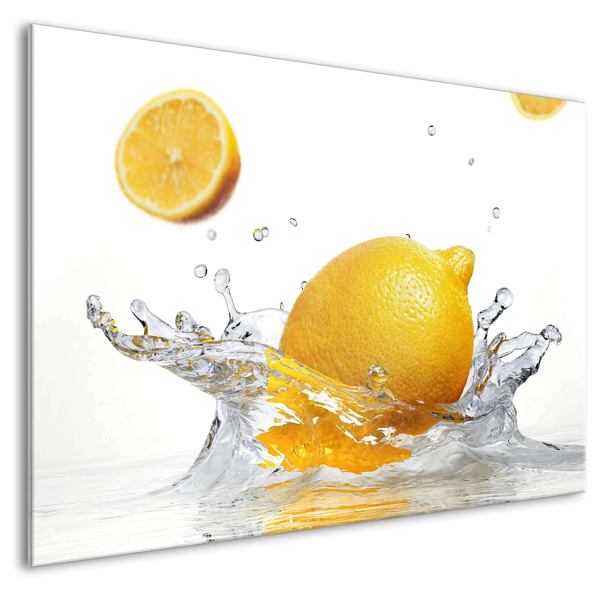 murando Panel de Vidrio para Cocina 80x60 cm Protector Pantalla Antisalpicaduras Decorativo Agua citronnée