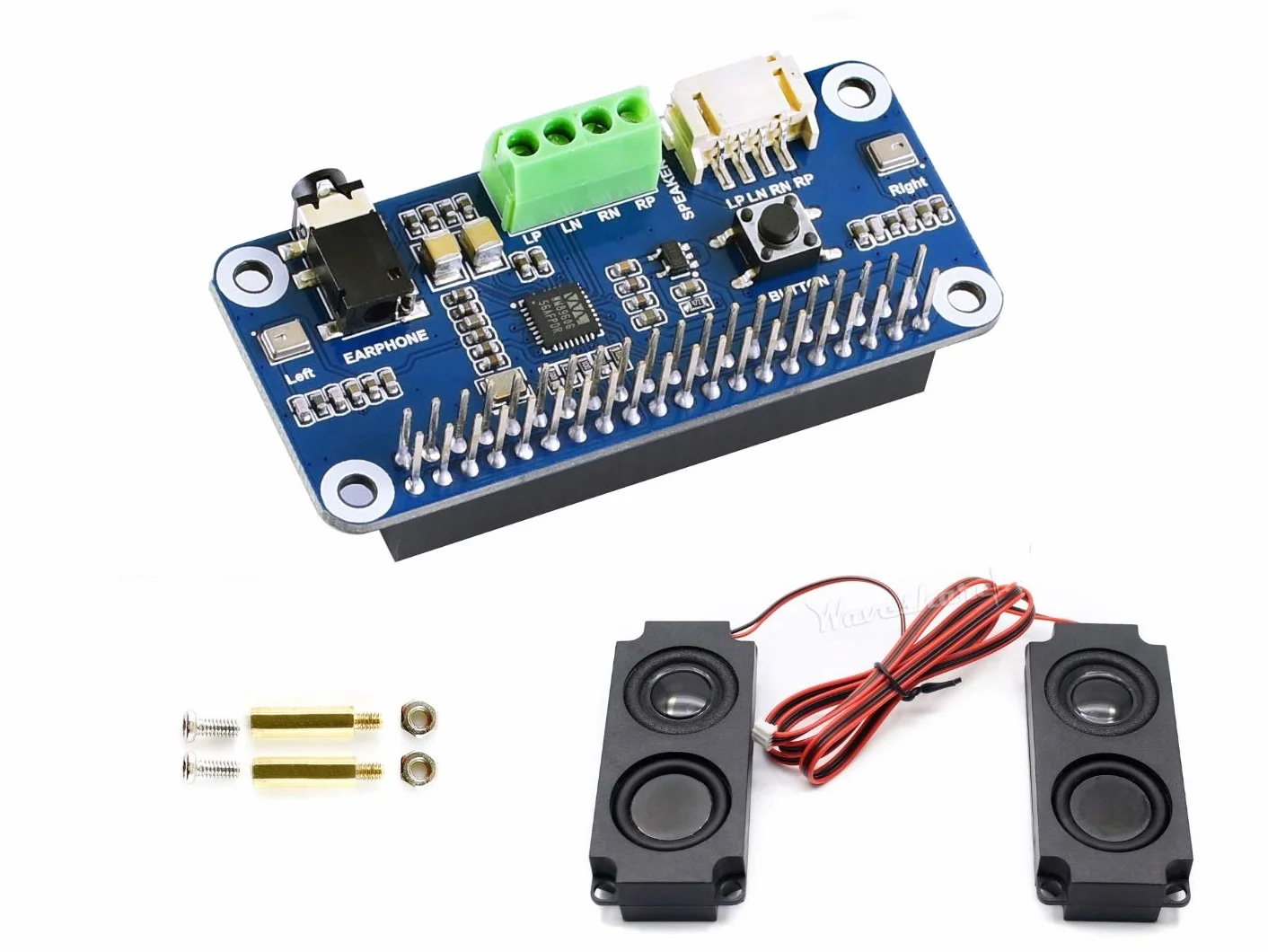 Waveshare WM8960 Hi-Fi Sound Card Hat Audio Module for Raspberry Pi Supports Stereo Encoding/Decoding Hi-Fi Playing/Recording Directly Drive Speakers to Play Music,I2S I2C Interface