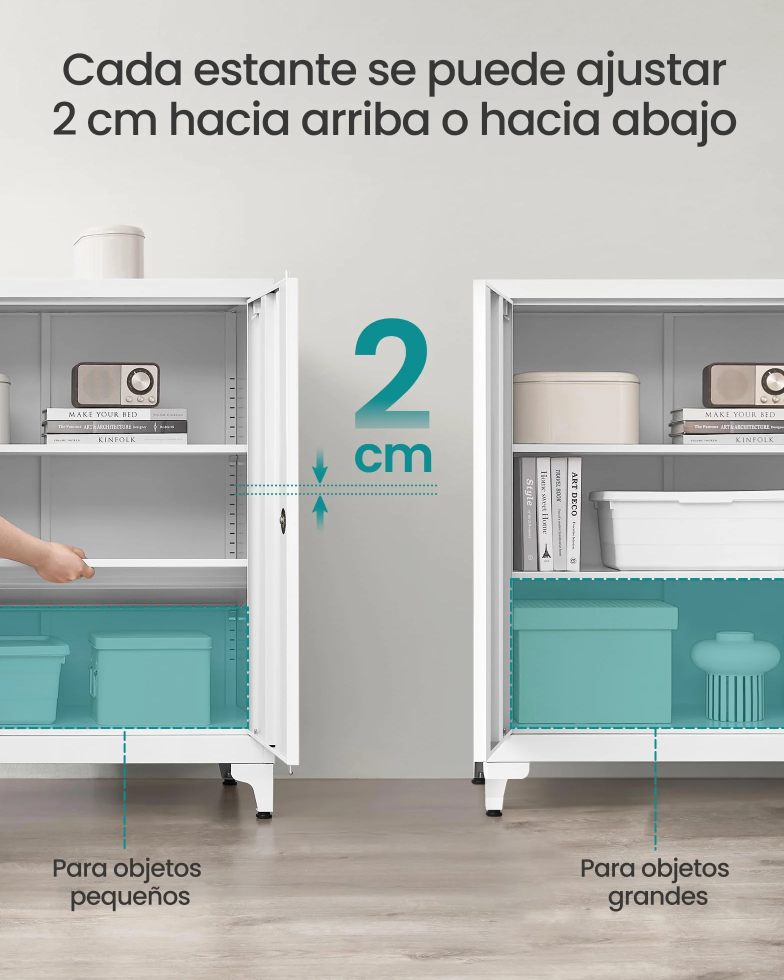 SONGMICS Archivador Oficina Armario Multifuncional 2 Puertas Cerradura Almacenamiento Acero Blanco Mate OMC013W01