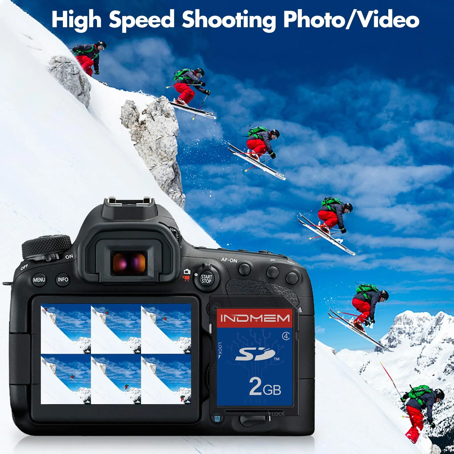 INDMEM Tarjeta SD de 2 GB, 2 unidades, clase 4 MLC Secure Digital Flash Memory Card Camera Card